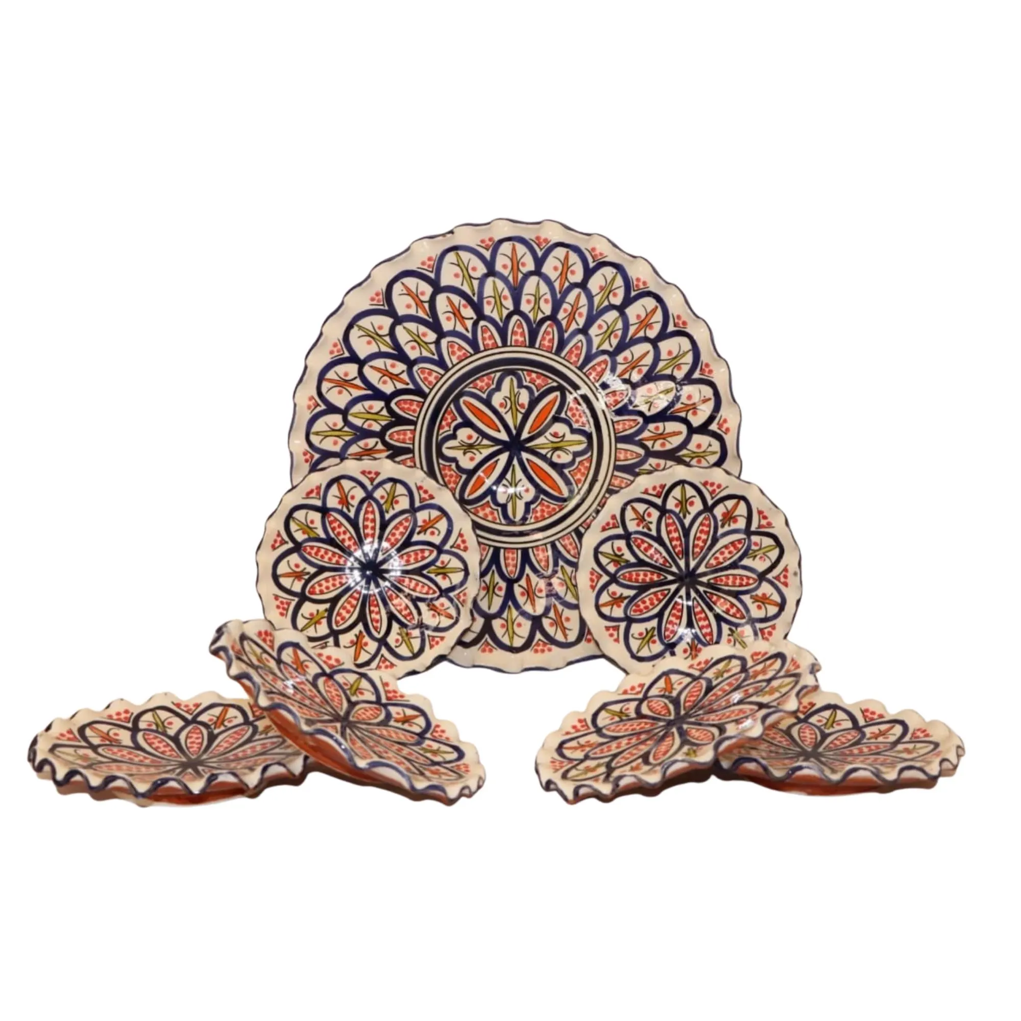 Hand-Painted Moroccan Ceramic Plate Set – 7-Piece Serving Collection — view 4