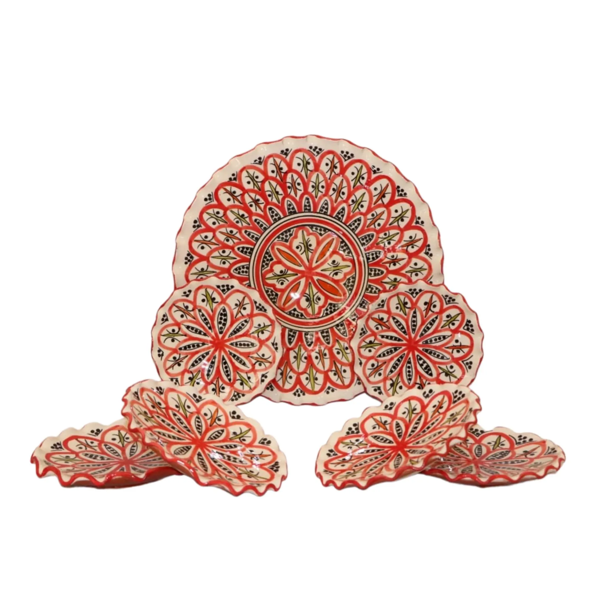 Hand-Painted Moroccan Ceramic Plate Set – 7-Piece Serving Collection — view 7