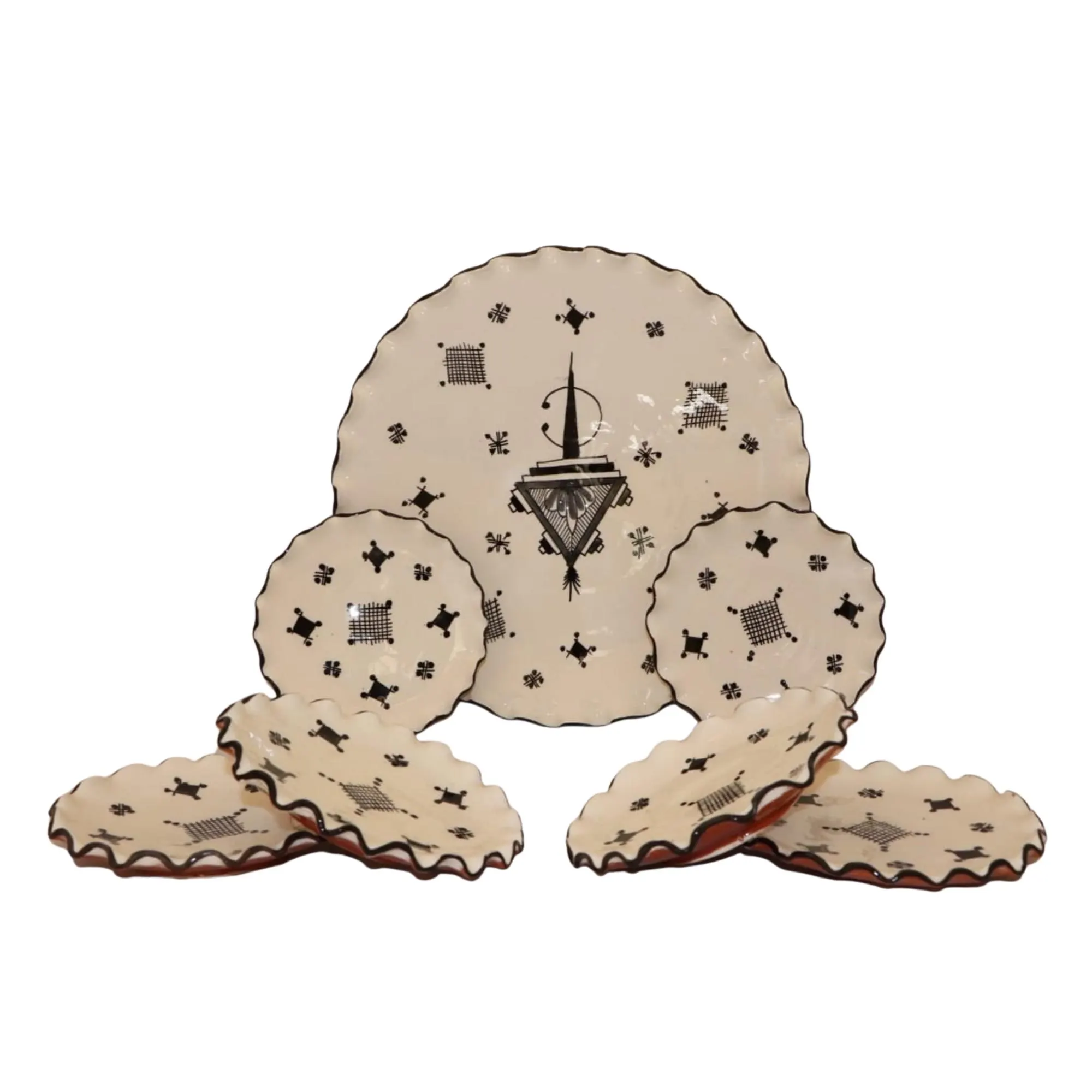 Hand-Painted Moroccan Ceramic Plate Set – 7-Piece Serving Collection — view 5