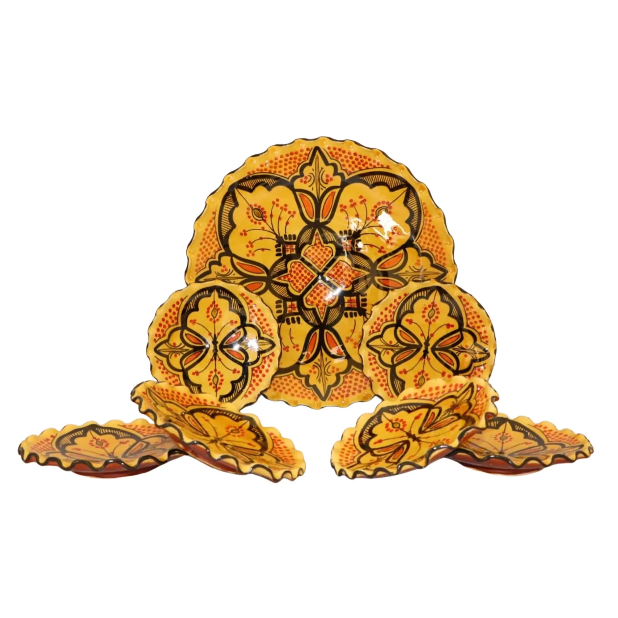 Hand-Painted Moroccan Ceramic Plate Set – 7-Piece Serving Collection — view 6
