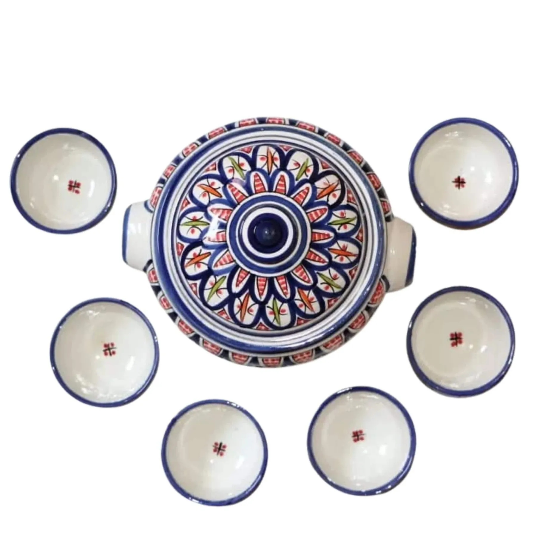 Hand-Painted Moroccan Ceramic Soup Tureen Set with Serving Bowls — view 8