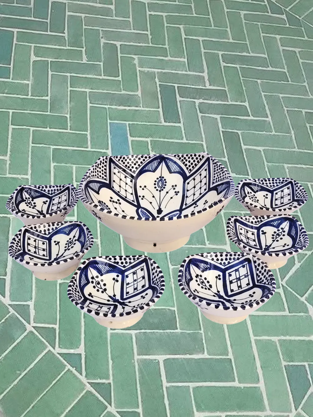 Safi Hand-Painted Ceramic Bowl Set — 7 Pieces — view 4