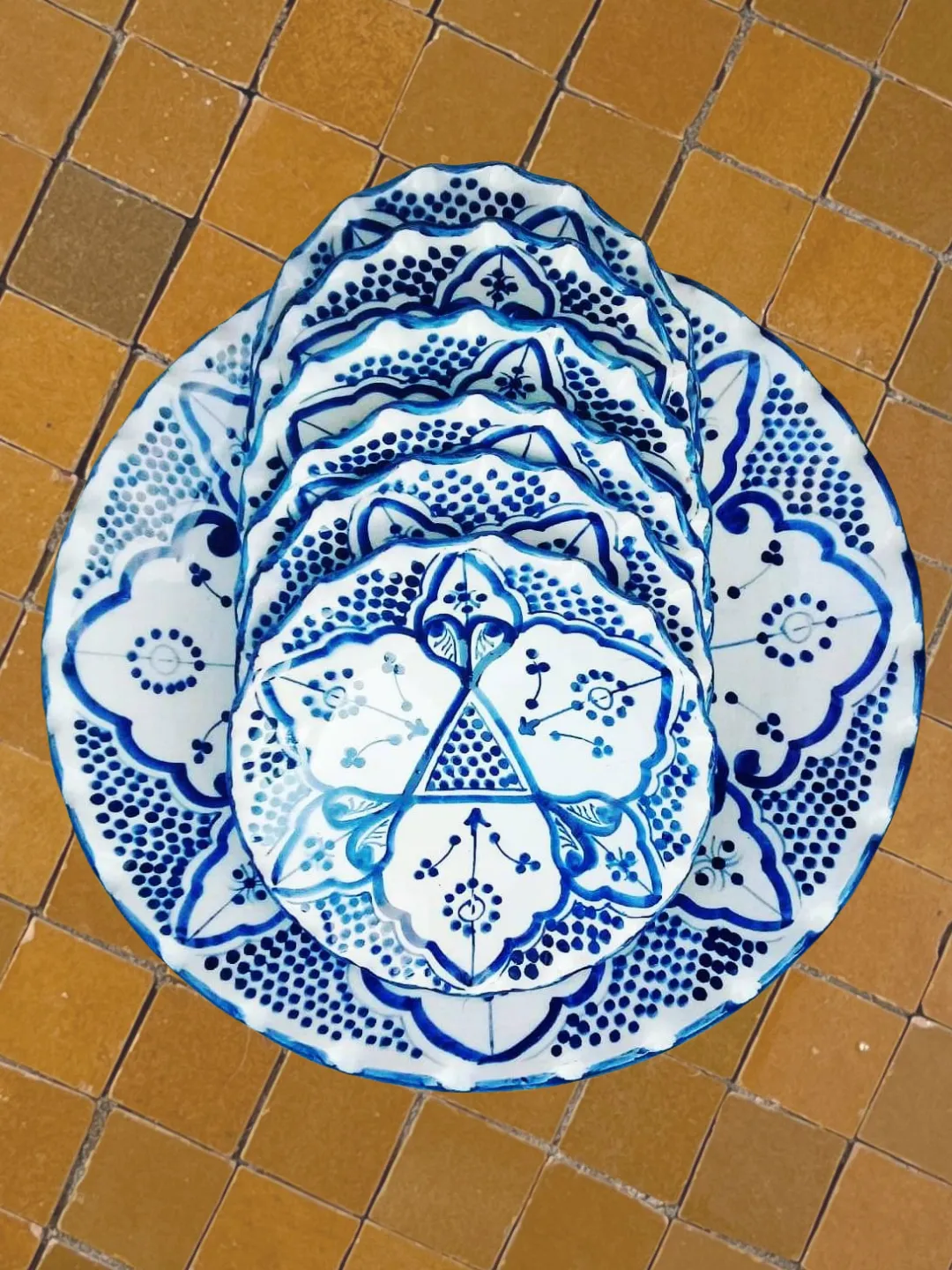 Hand-Painted Safi Ceramic Set — Platter + 6 Plates — view 5