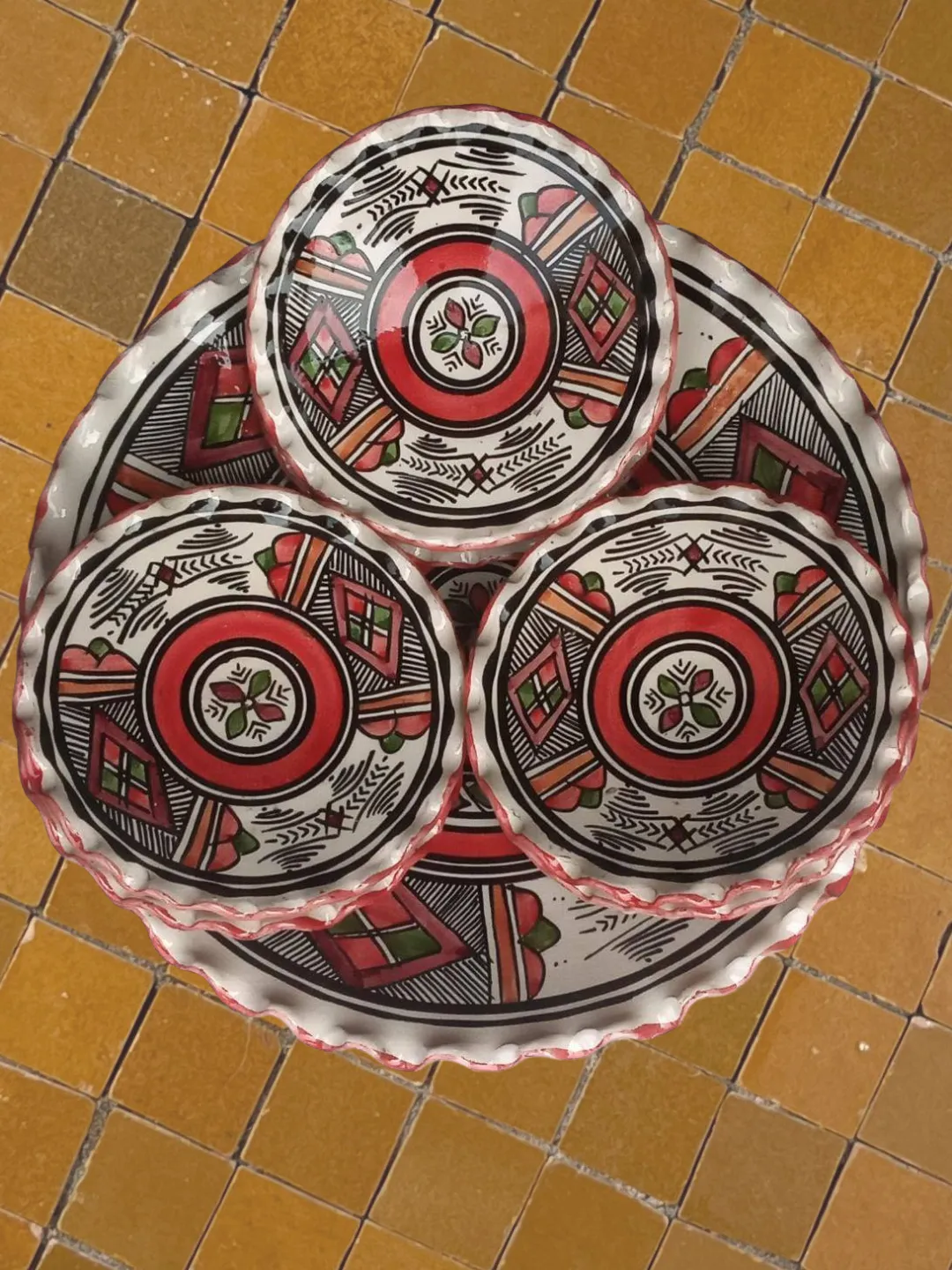 Hand-Painted Safi Ceramic Set — Platter + 6 Plates — view 7