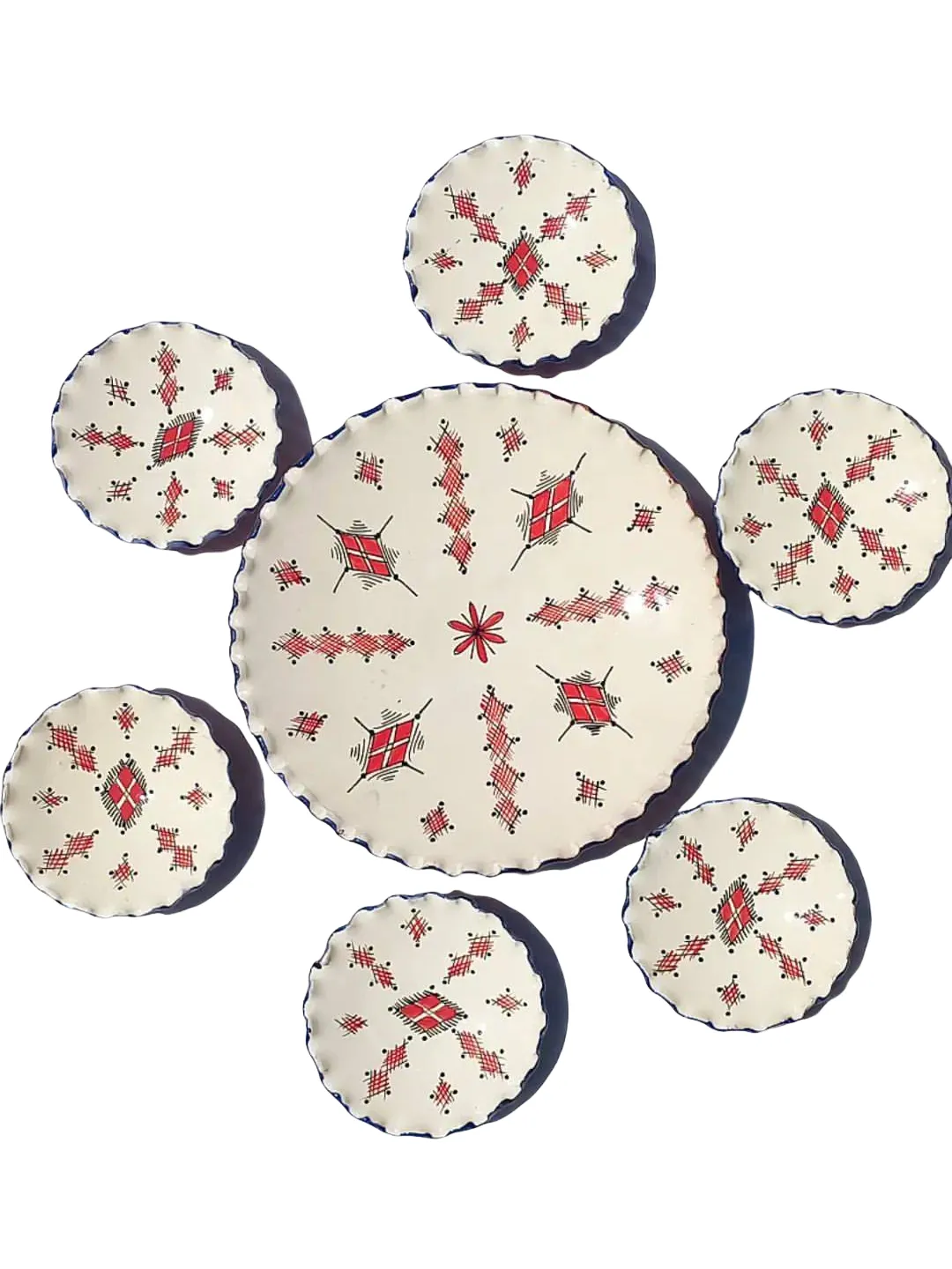 Hand-Painted Safi Ceramic Set — Platter + 6 Plates — view 8