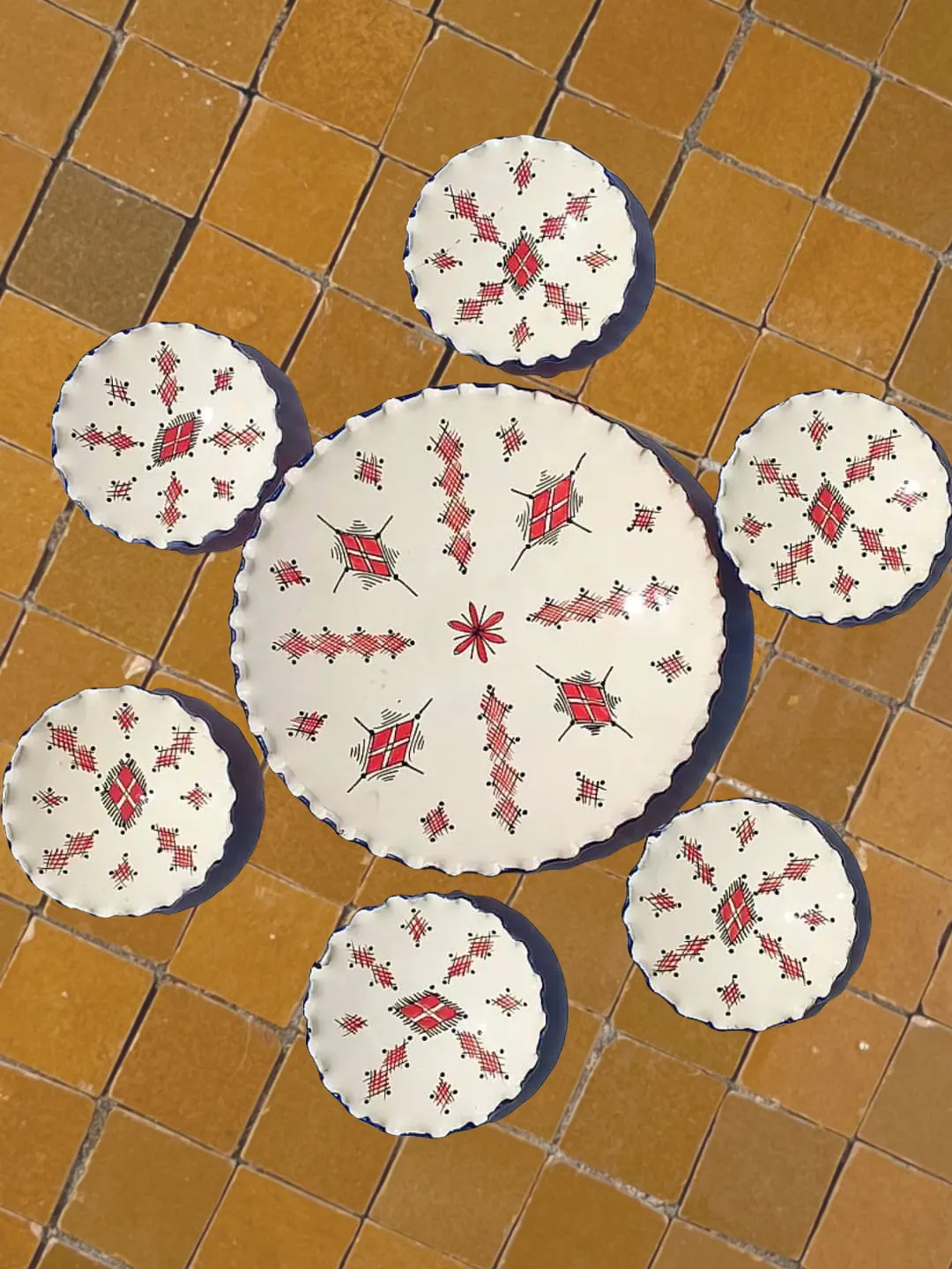 Hand-Painted Safi Ceramic Set — Platter + 6 Plates — view 9
