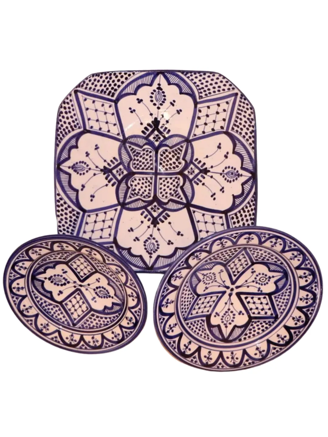 Hand-Painted Safi Ceramic Plate Set — Square & Round — view 2