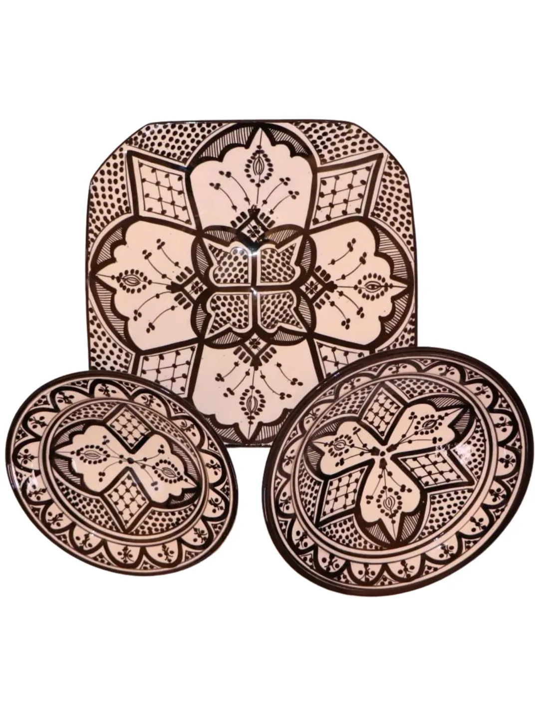 Hand-Painted Safi Ceramic Plate Set — Square & Round — view 3