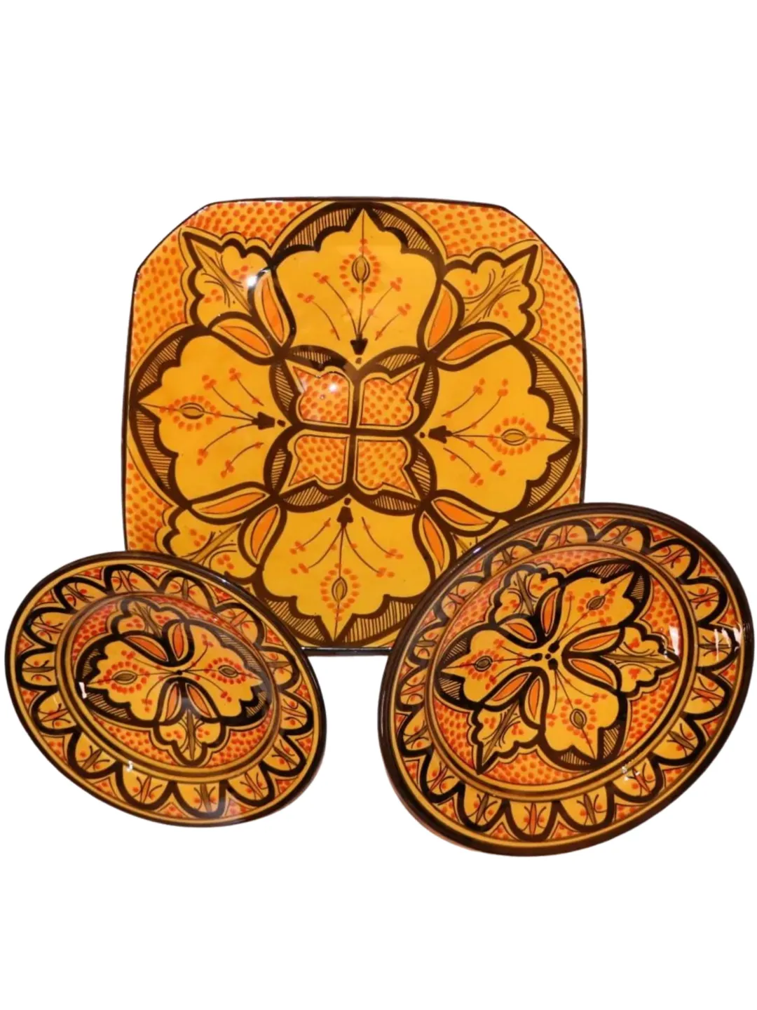 Hand-Painted Safi Ceramic Plate Set — Square & Round