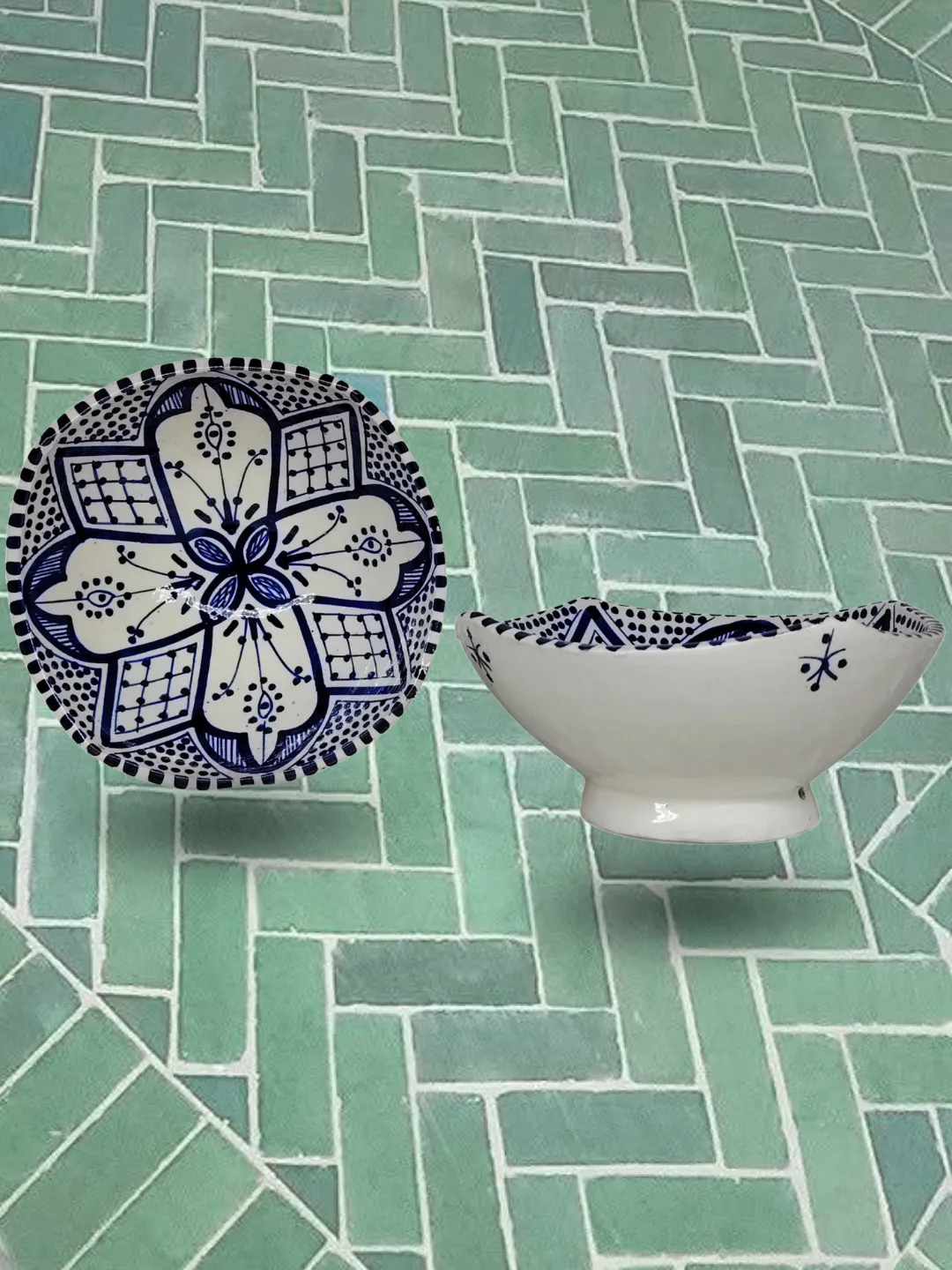 Hand-Painted Safi Ceramic Square Bowls — 21cm Set of 2 — view 4