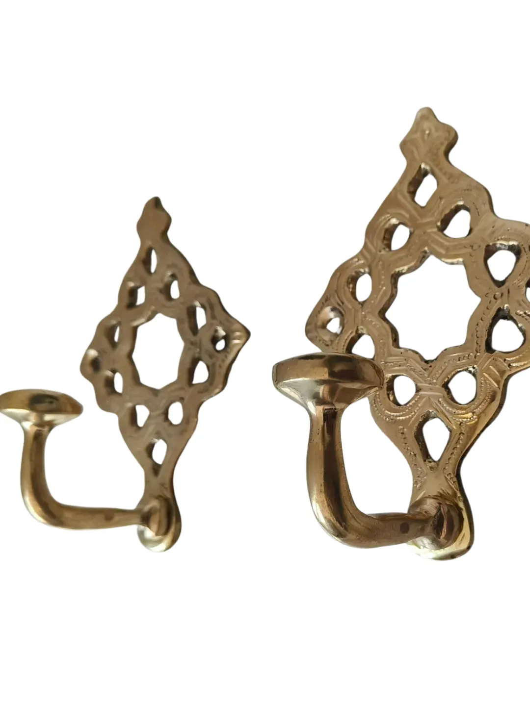 Hand-Pierced Brass Wall Hooks from Fès — Set of 2
