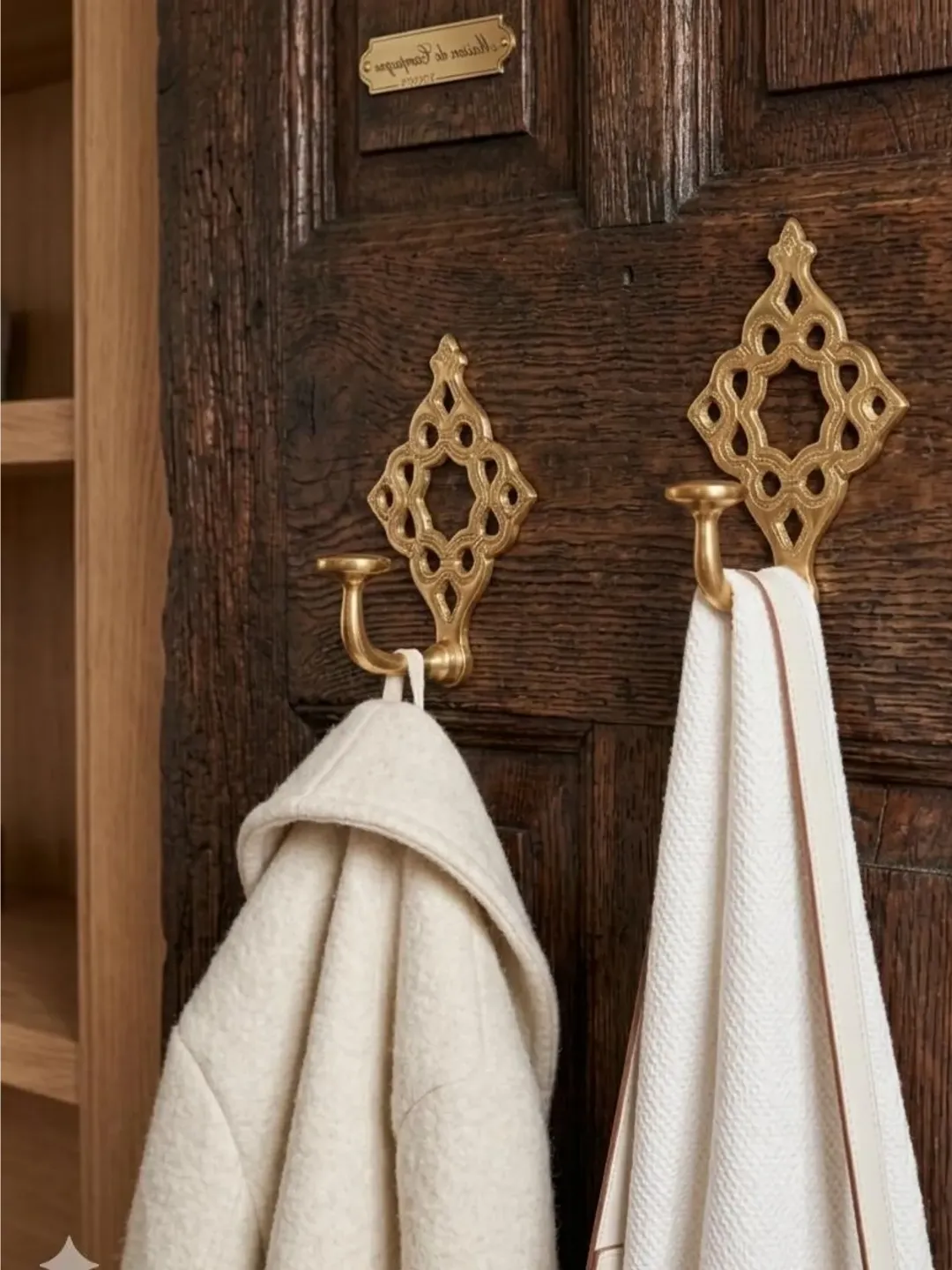 Hand-Pierced Brass Wall Hooks from Fès — Set of 2 — view 2