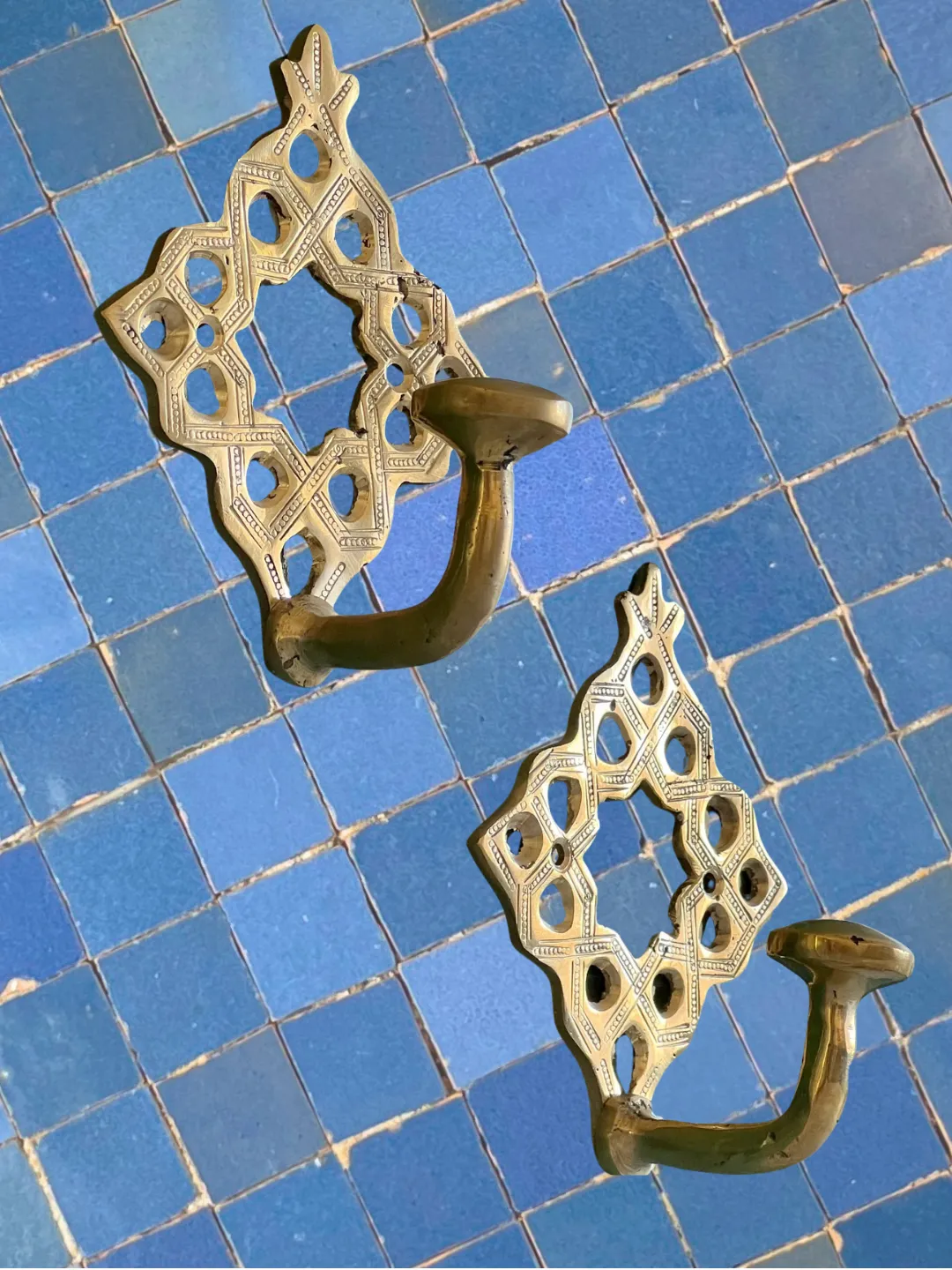 Hand-Pierced Brass Wall Hooks from Fès — Set of 2 — view 6