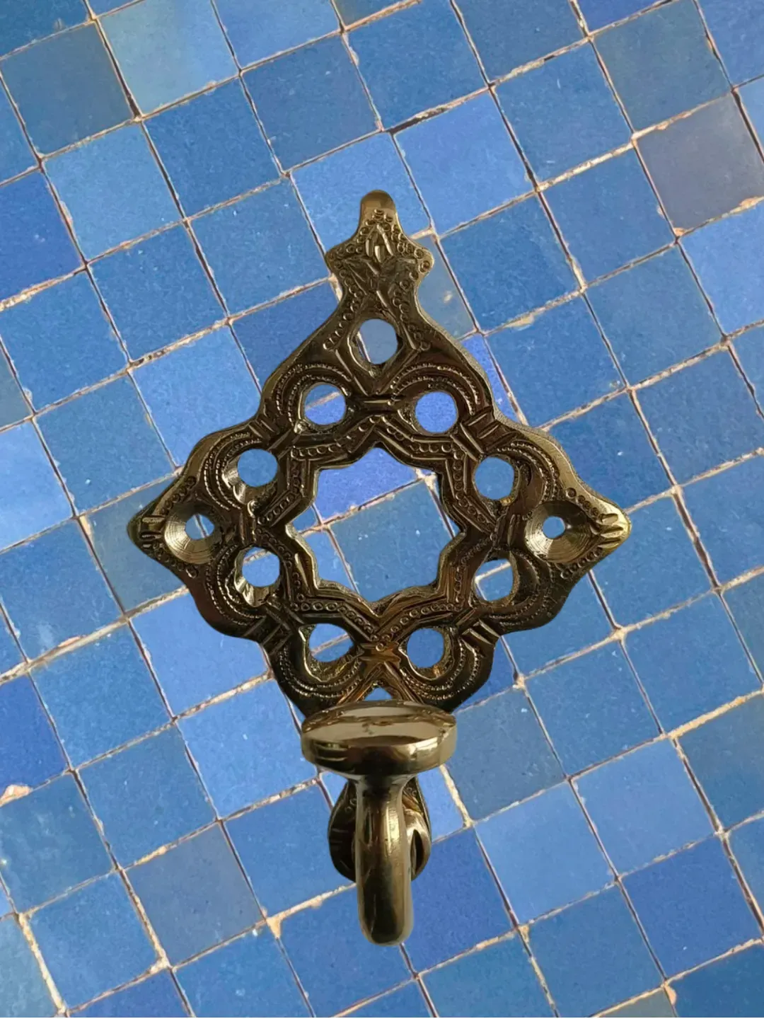 Hand-Pierced Brass Wall Hooks from Fès — Set of 2 — view 4