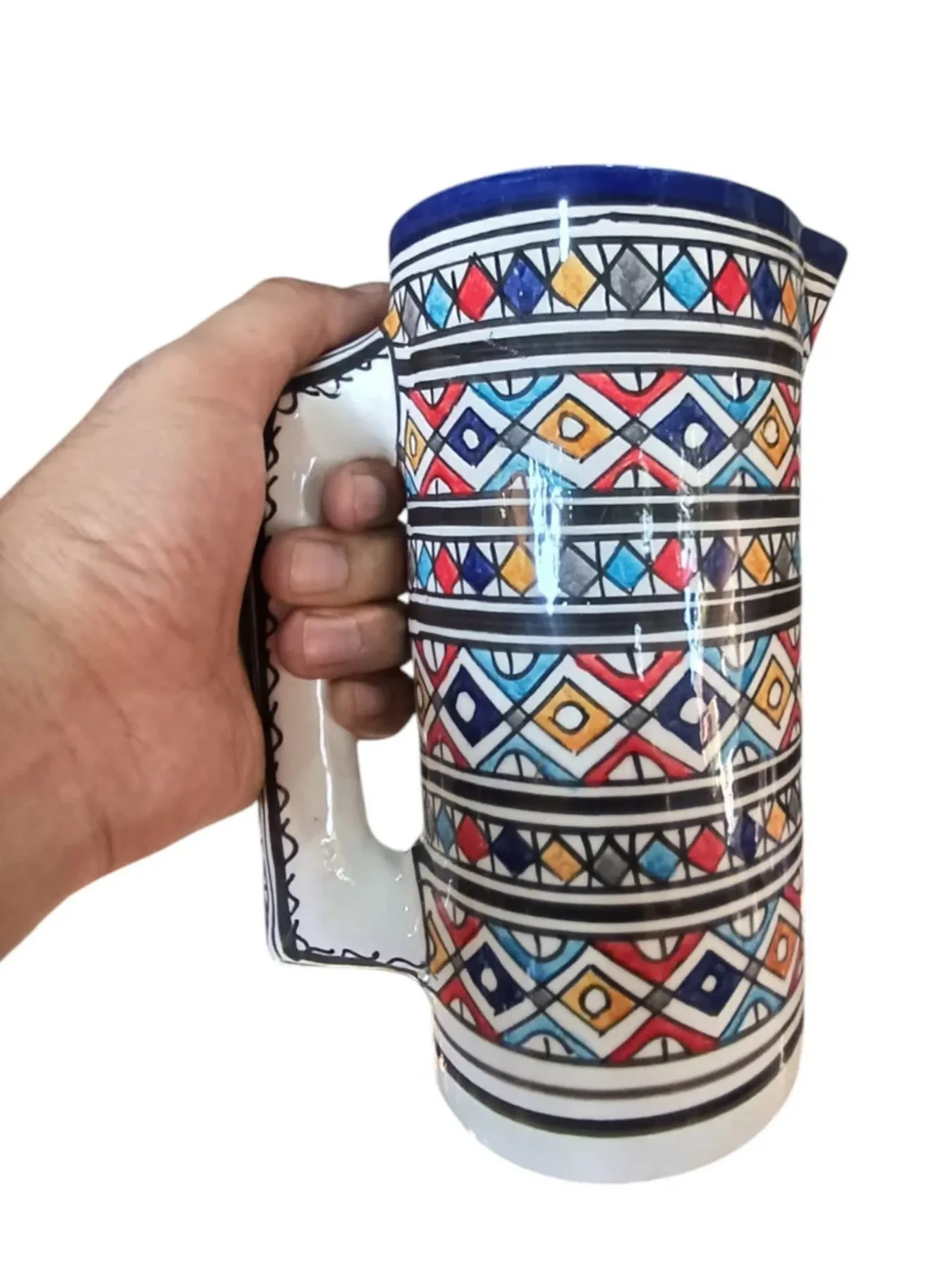 Handcrafted Moroccan White Clay Serving Pitcher & Carafe – 1L