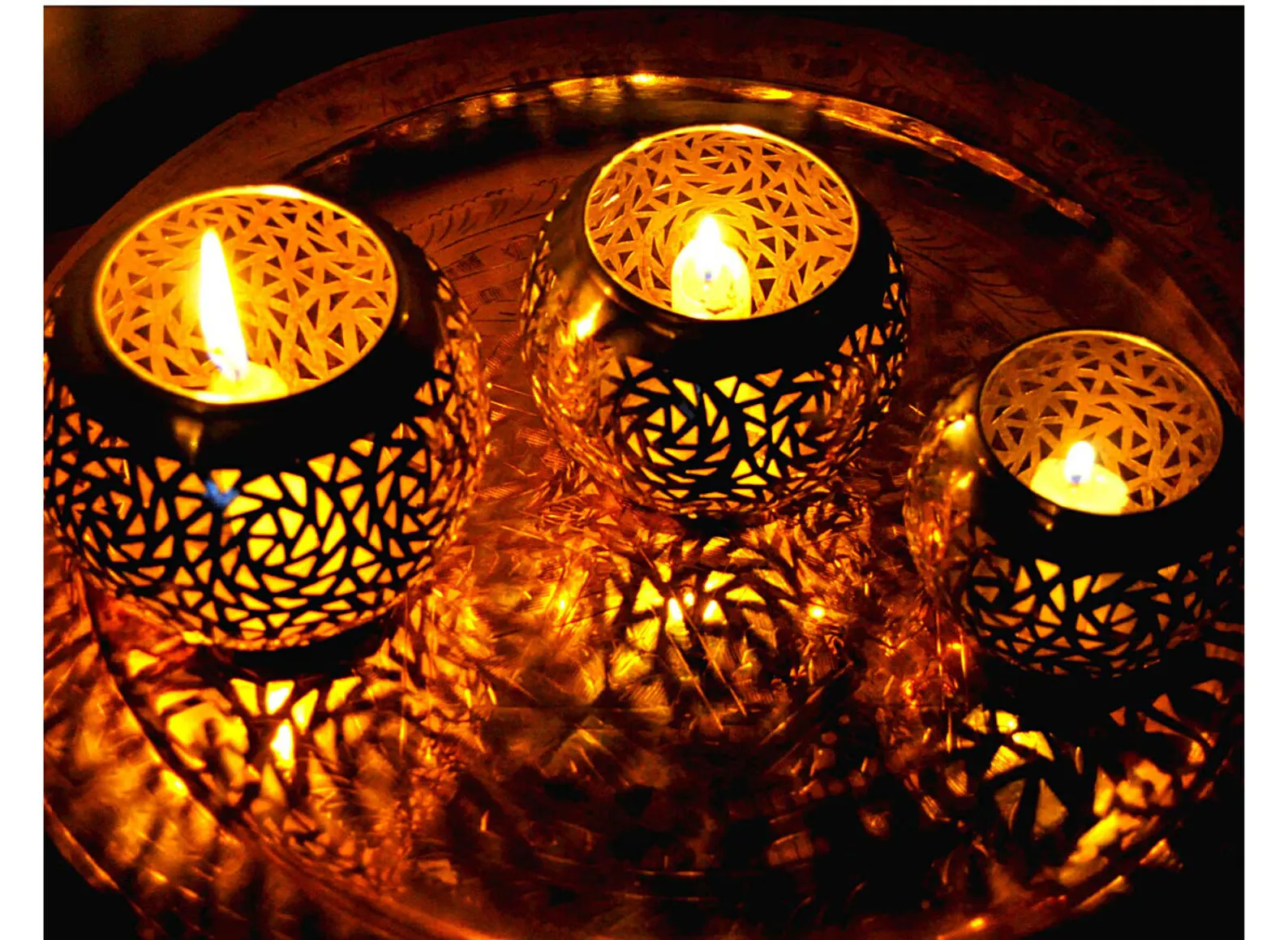 Hand-Engraved Brass Tealight Holders from Fès — view 4