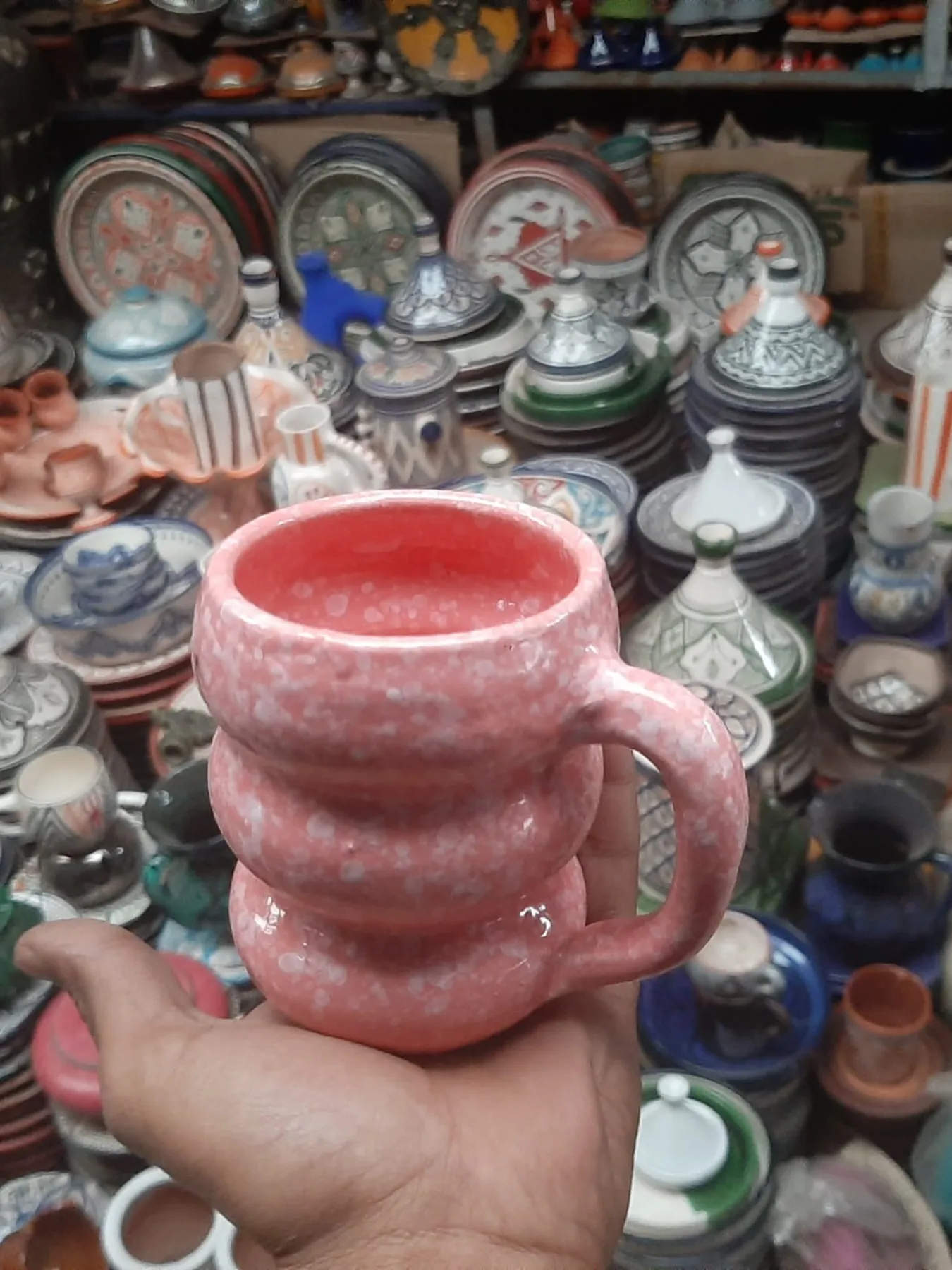 Handmade Ceramic Coffee Mug, Set of 3 from Marrakech — view 3
