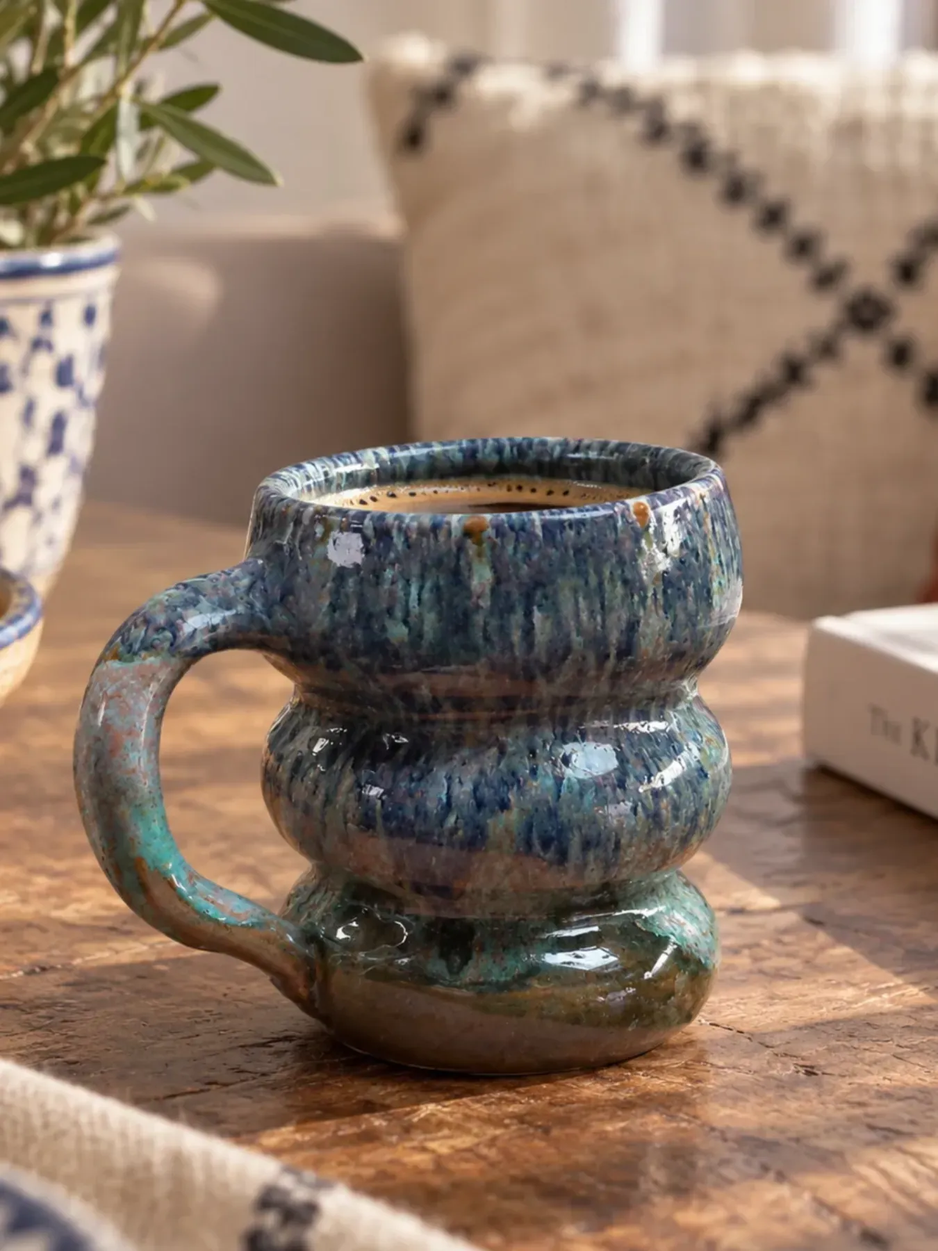 Handmade Ceramic Coffee Mug, Set of 3 from Marrakech — view 2
