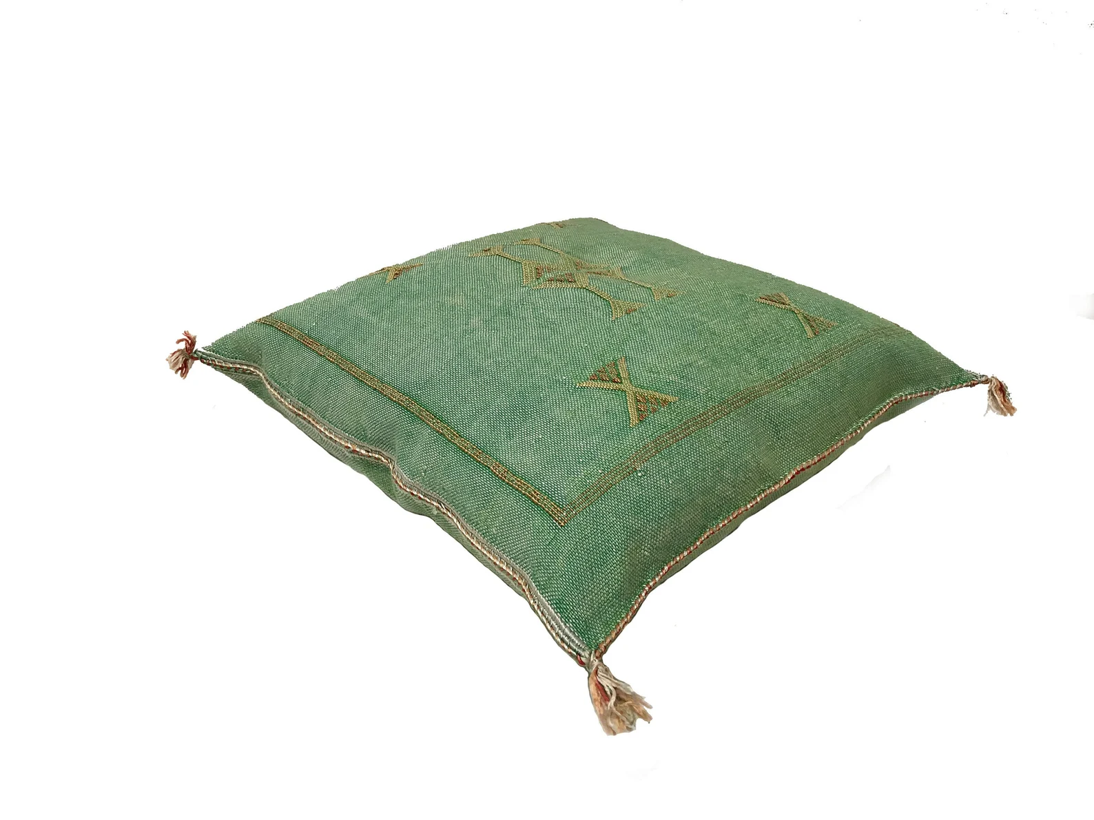 Green Cactus Silk Pillow Cover with Berber Motifs — view 2