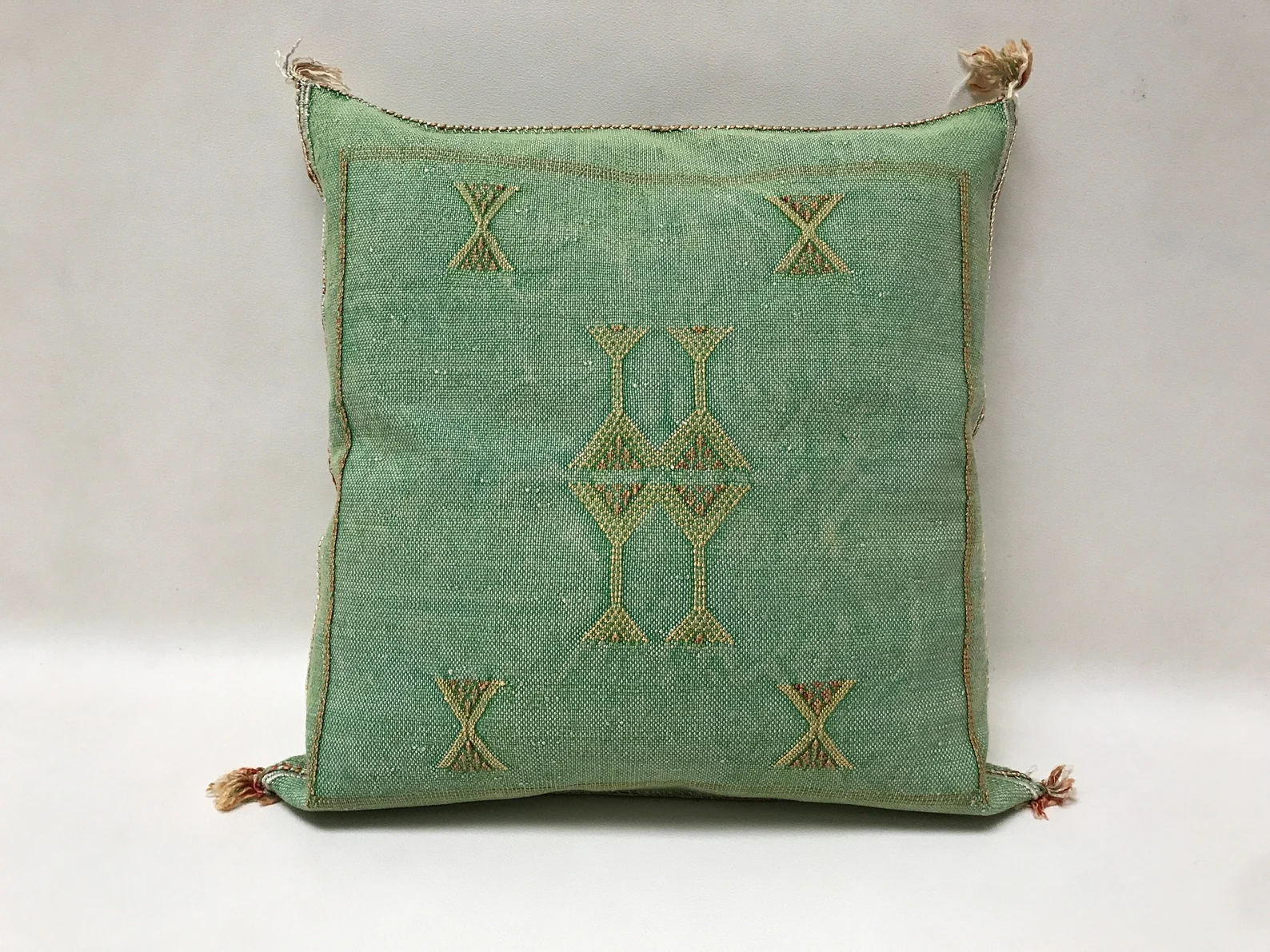 Green Cactus Silk Pillow Cover with Berber Motifs — view 4