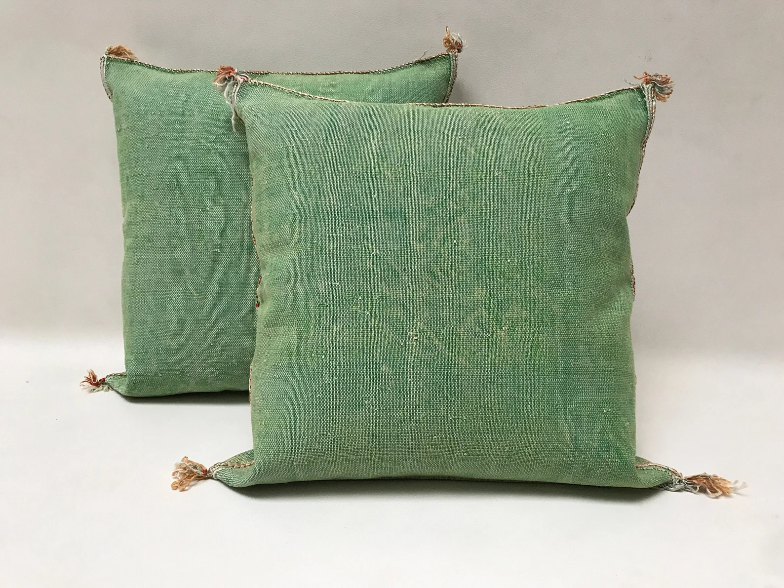 Green Cactus Silk Pillow Cover with Berber Motifs — view 5