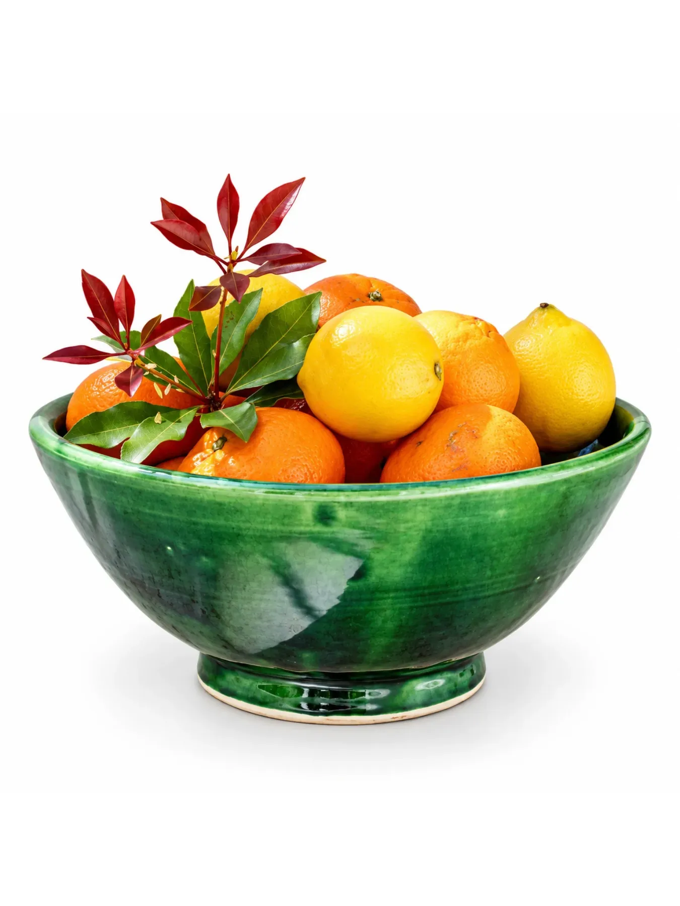 Handcrafted Emerald Green Moroccan Ceramic Bowl, Marrakech Pottery