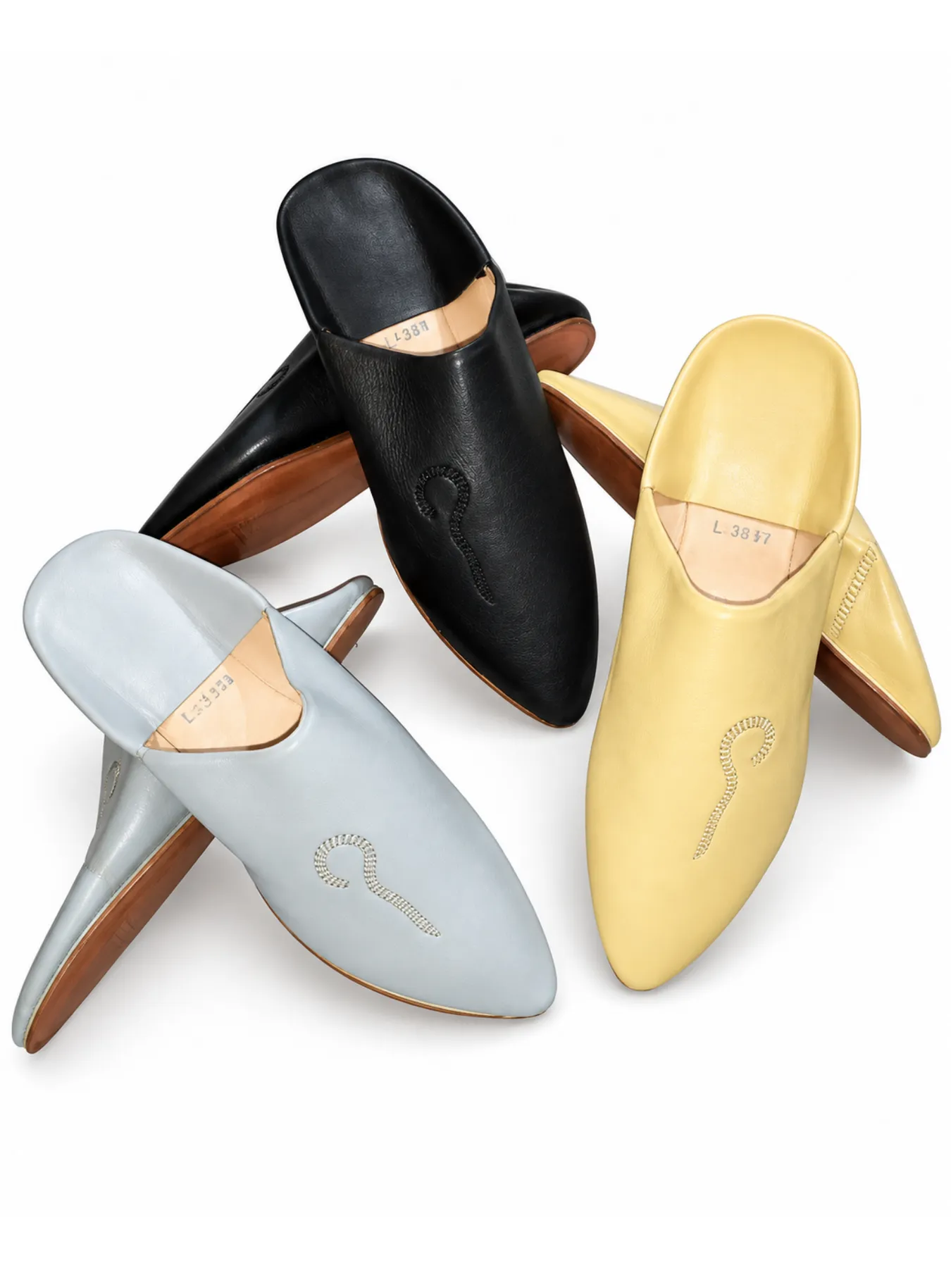 Traditional Moroccan Leather Babouche Slippers, Handcrafted Meknès Pointed-Toe Shoes