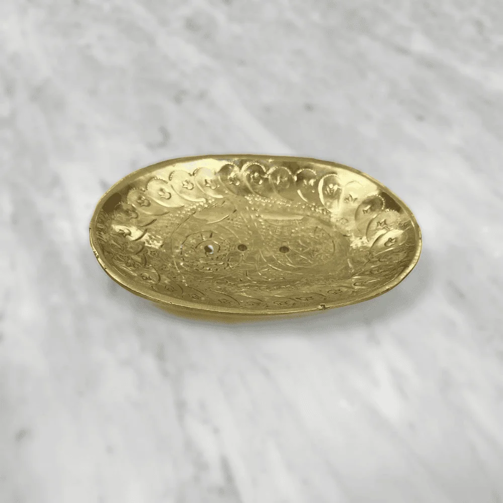 Handmade Moroccan Brass Soap Holder – Bathroom Draining Dish — view 5