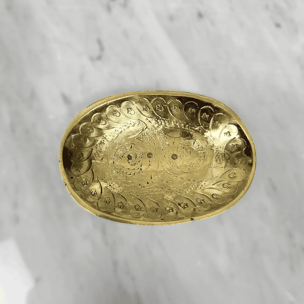Handmade Moroccan Brass Soap Holder – Bathroom Draining Dish — view 6