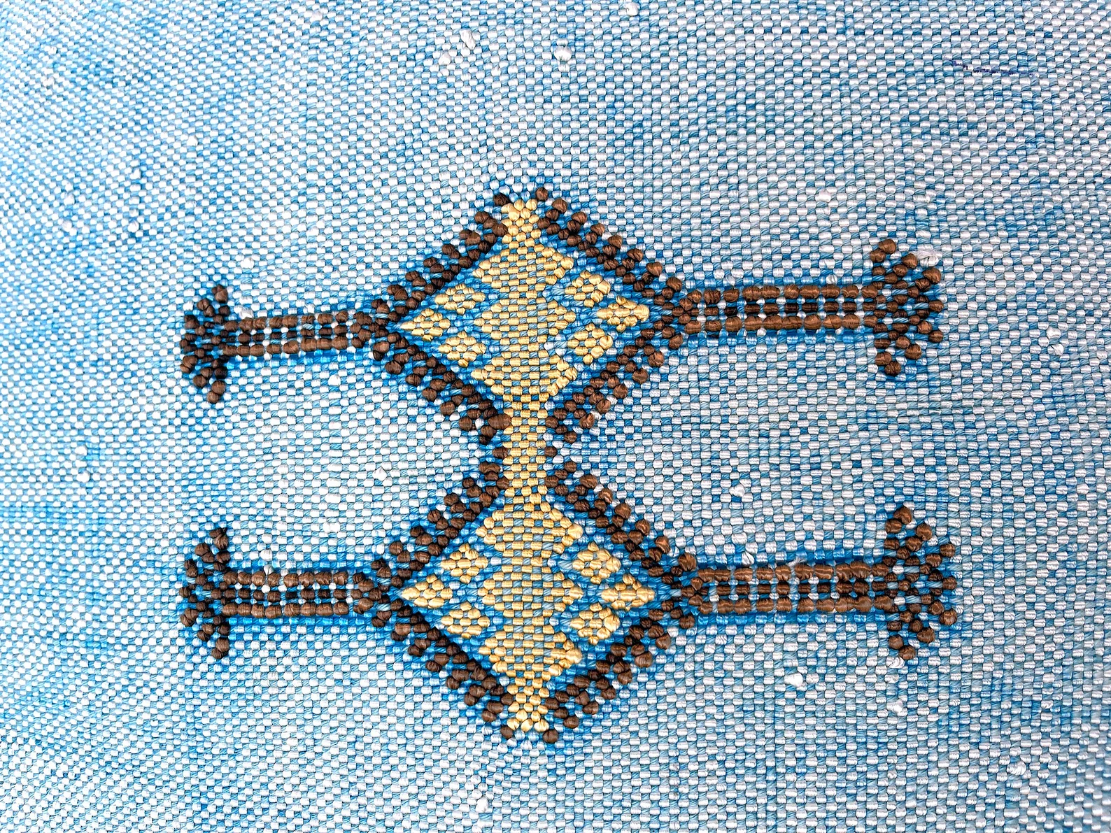 Blue Cactus Silk Pillow Cover by Hajja Mina — view 3