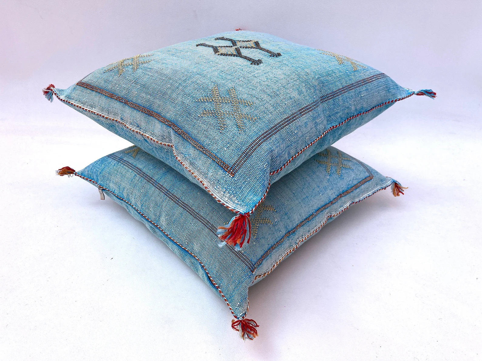 Blue Cactus Silk Pillow Cover by Hajja Mina — view 11