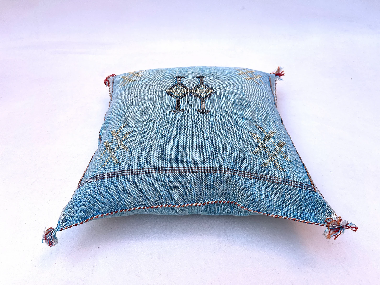 Blue Cactus Silk Pillow Cover by Hajja Mina — view 9