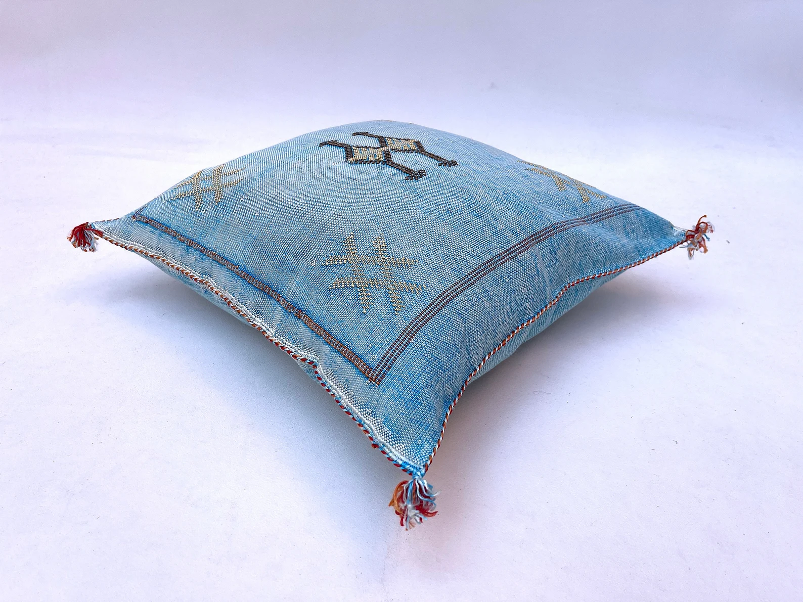 Blue Cactus Silk Pillow Cover by Hajja Mina — view 10