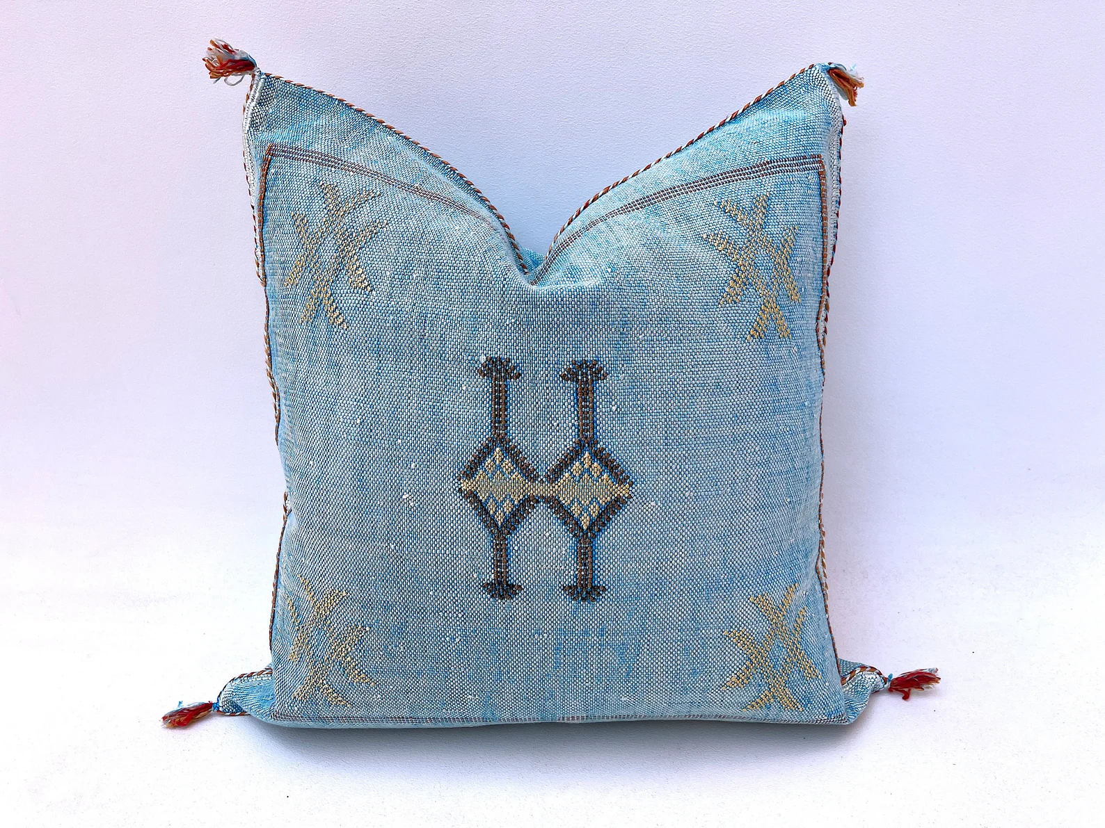 Blue Cactus Silk Pillow Cover by Hajja Mina — view 7