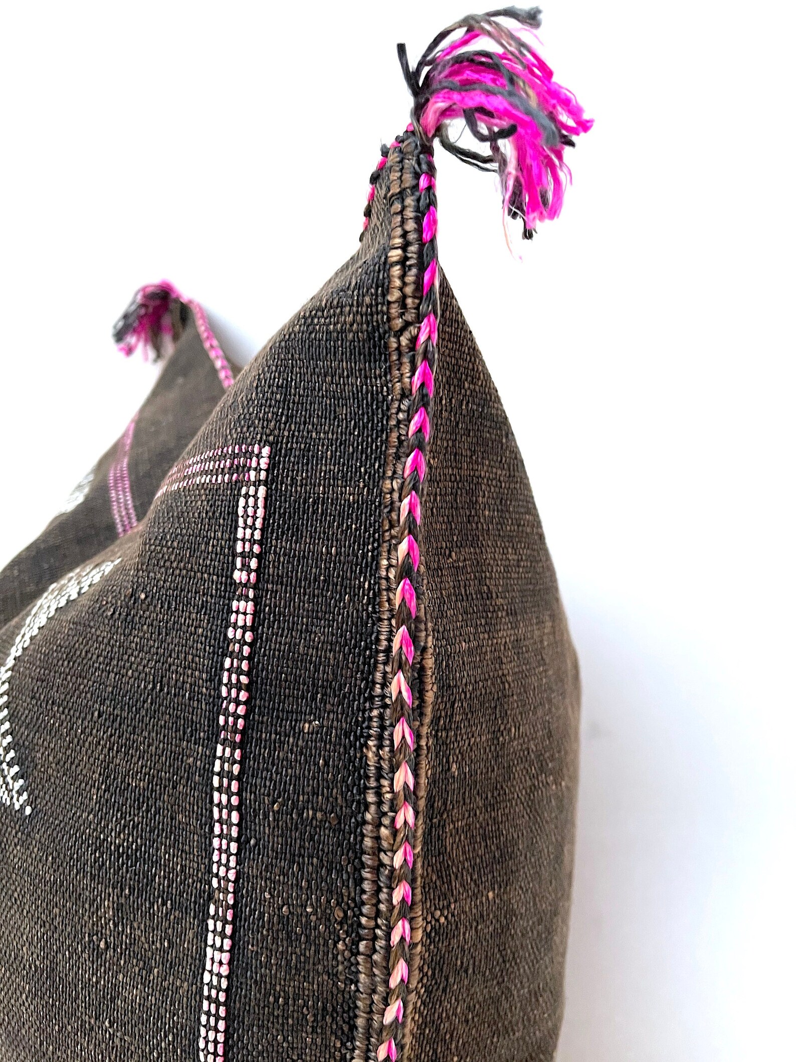 Brown Cactus Silk Pillow Cover with Berber Motifs — view 3