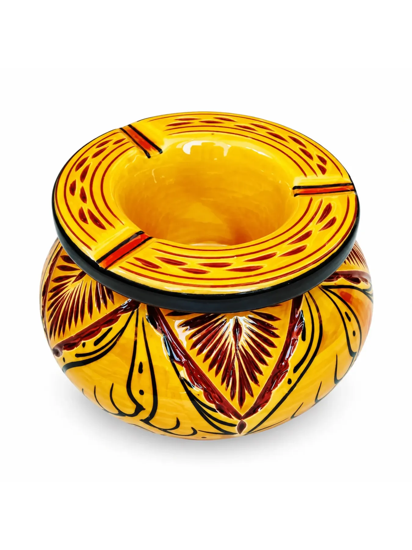 Handcrafted Safi Ceramic Ashtray, Moroccan Hand-Carved Terracotta
