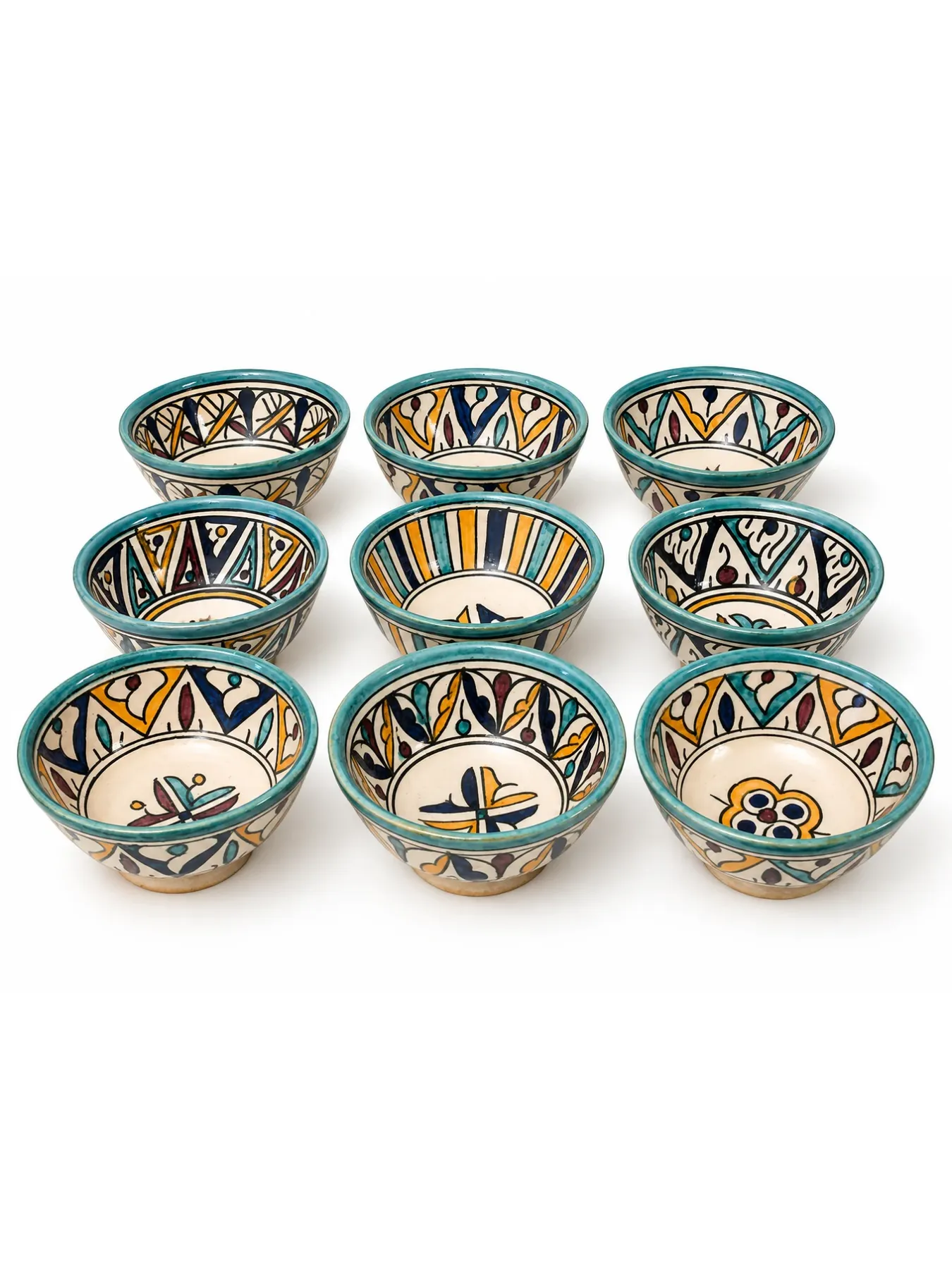 Hand-Painted Safi Ceramic Bowls, Set of 4