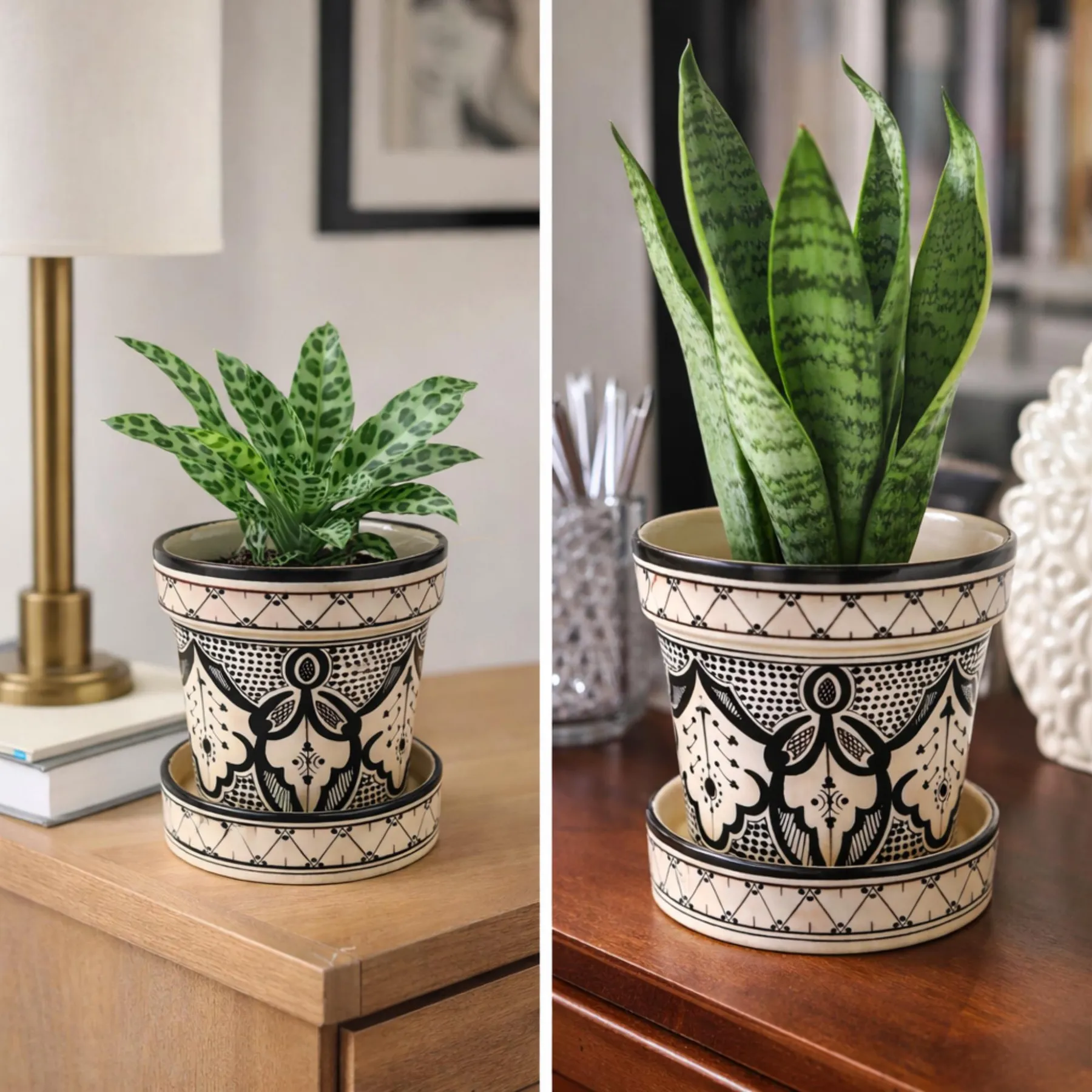 Handmade Moroccan Ceramic Planter with Geometric Patterns