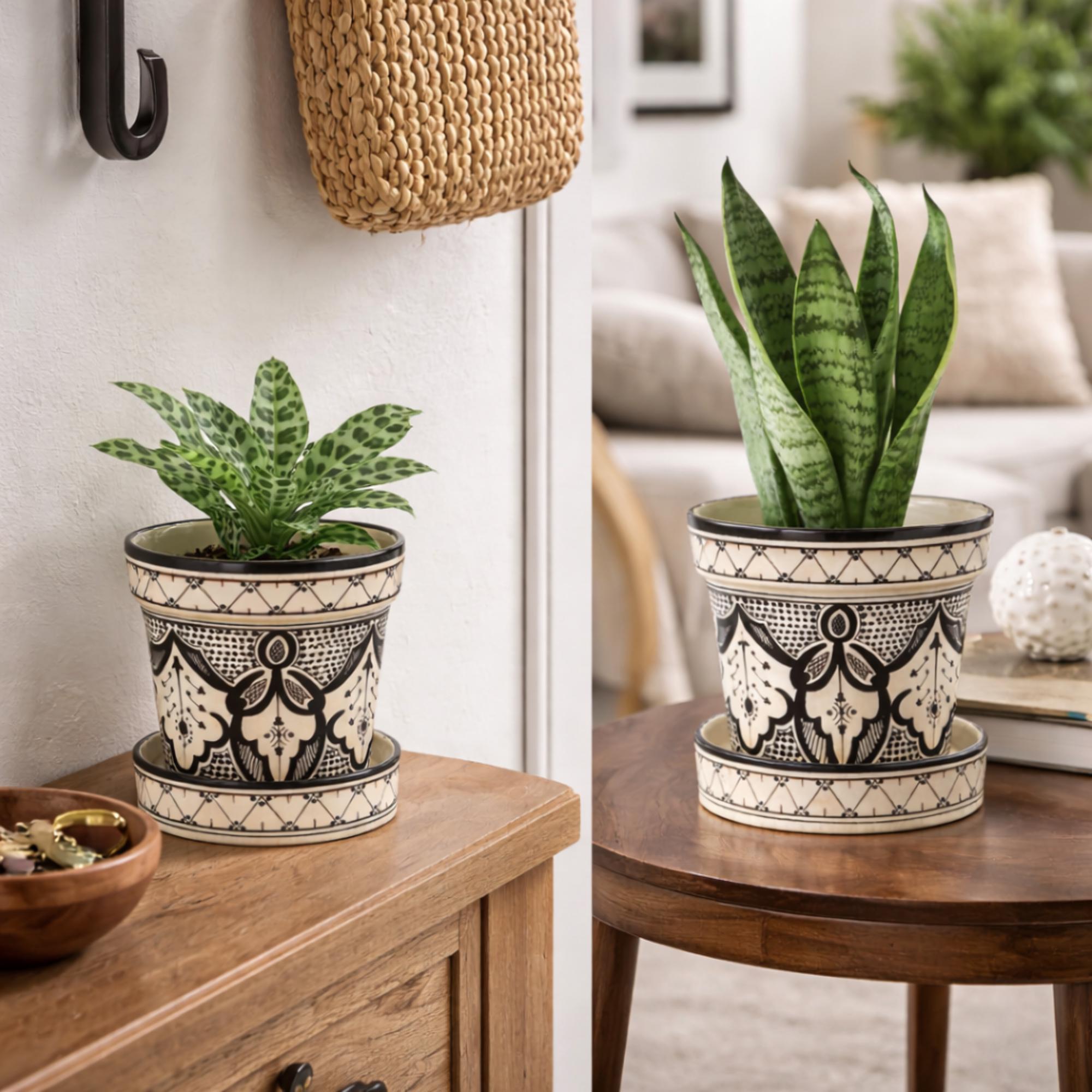 Handmade Moroccan Ceramic Planter with Geometric Patterns — view 13