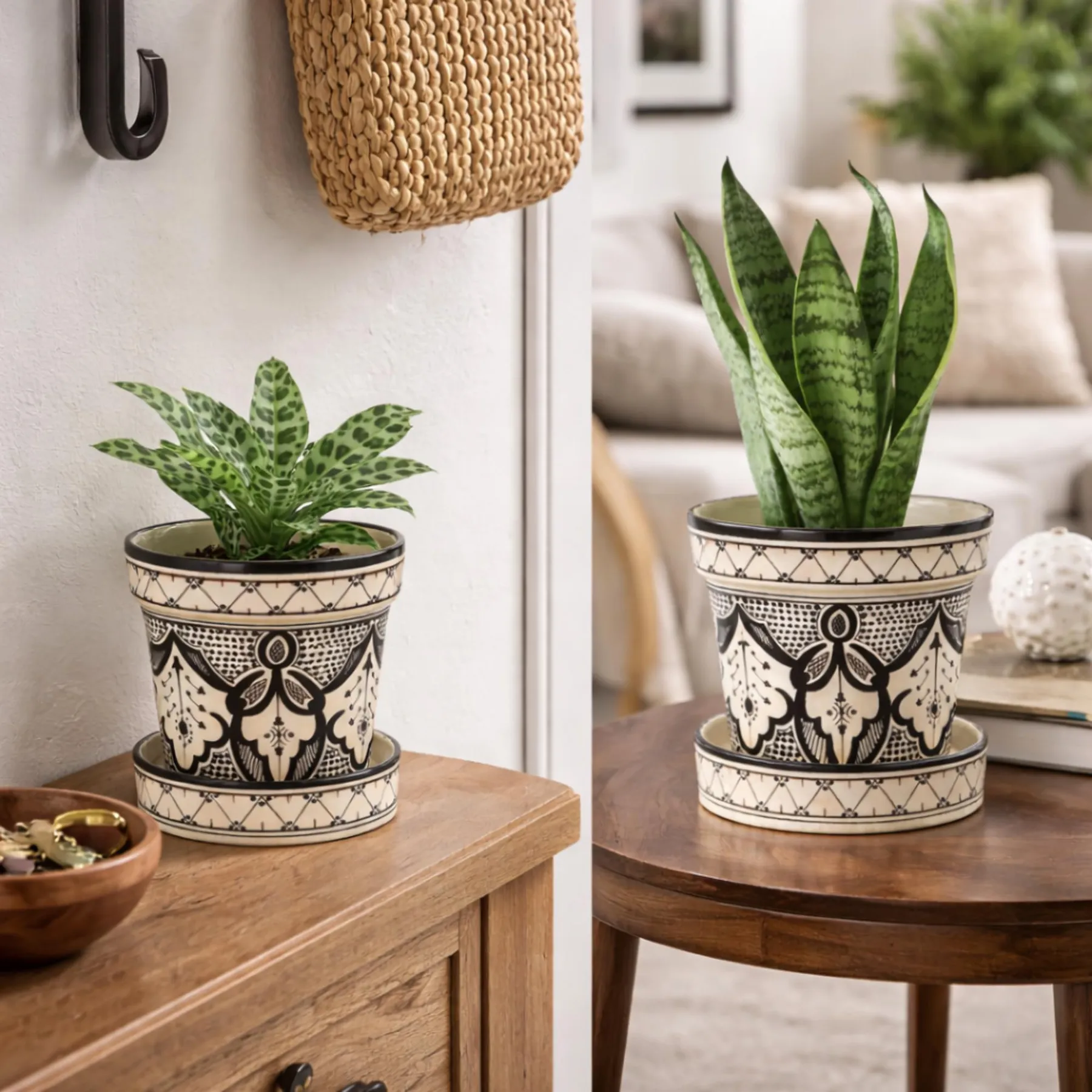 Handmade Moroccan Ceramic Planter with Geometric Patterns — view 13
