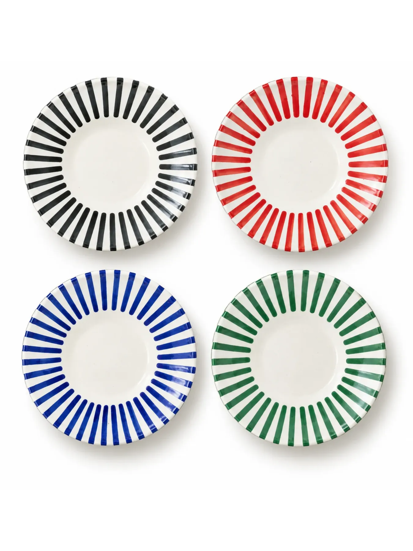 Hand-Painted Safi Ceramic Dinner Plate, Moroccan Striped Zellige-Style Plate