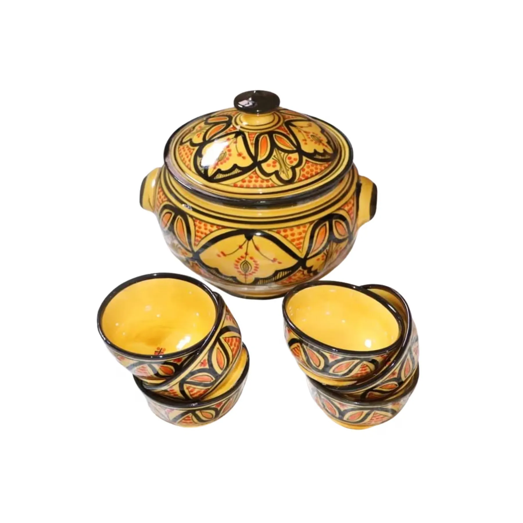 Hand-Painted Ceramic Serving Set from Safi — view 2