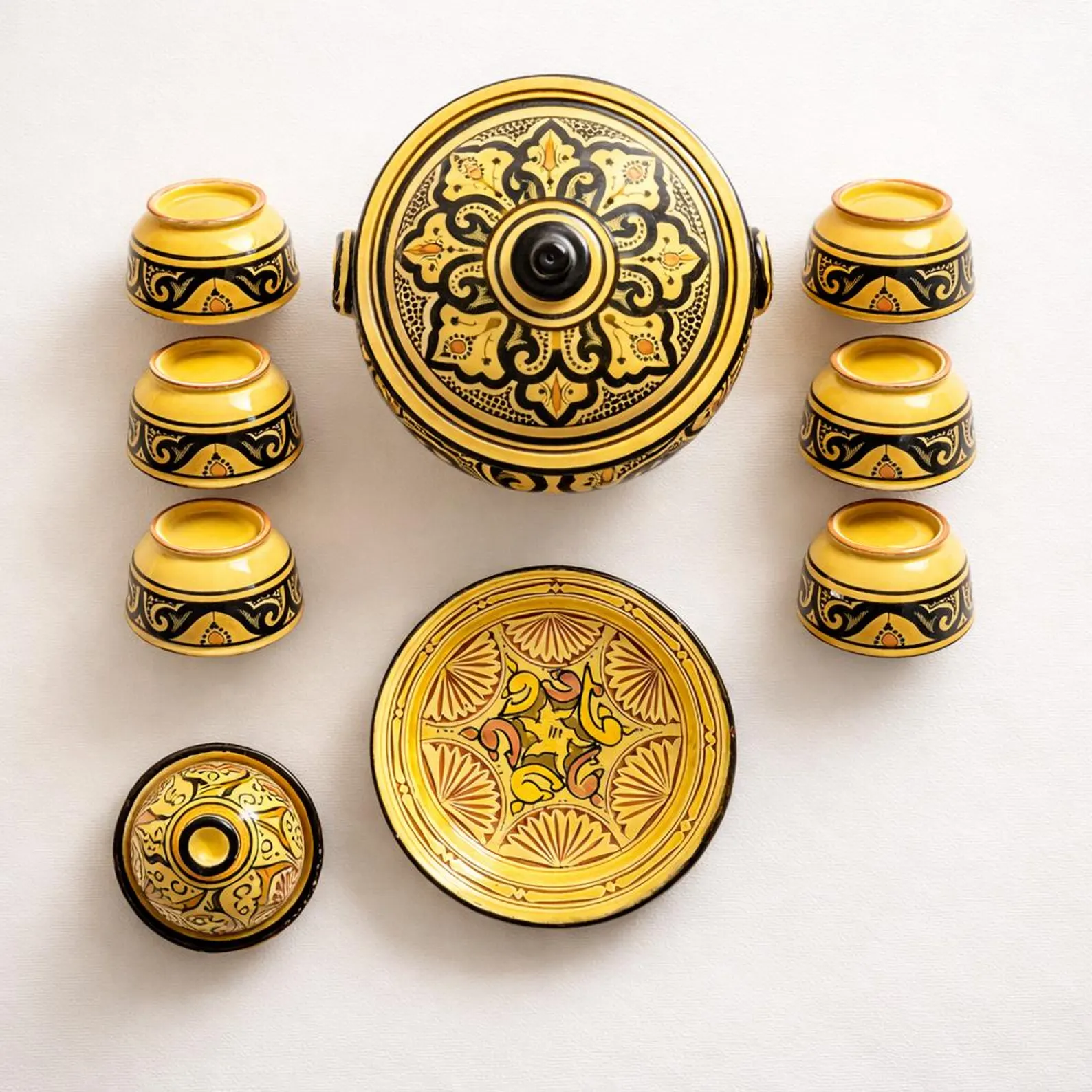 Hand-Painted Ceramic Serving Set from Safi