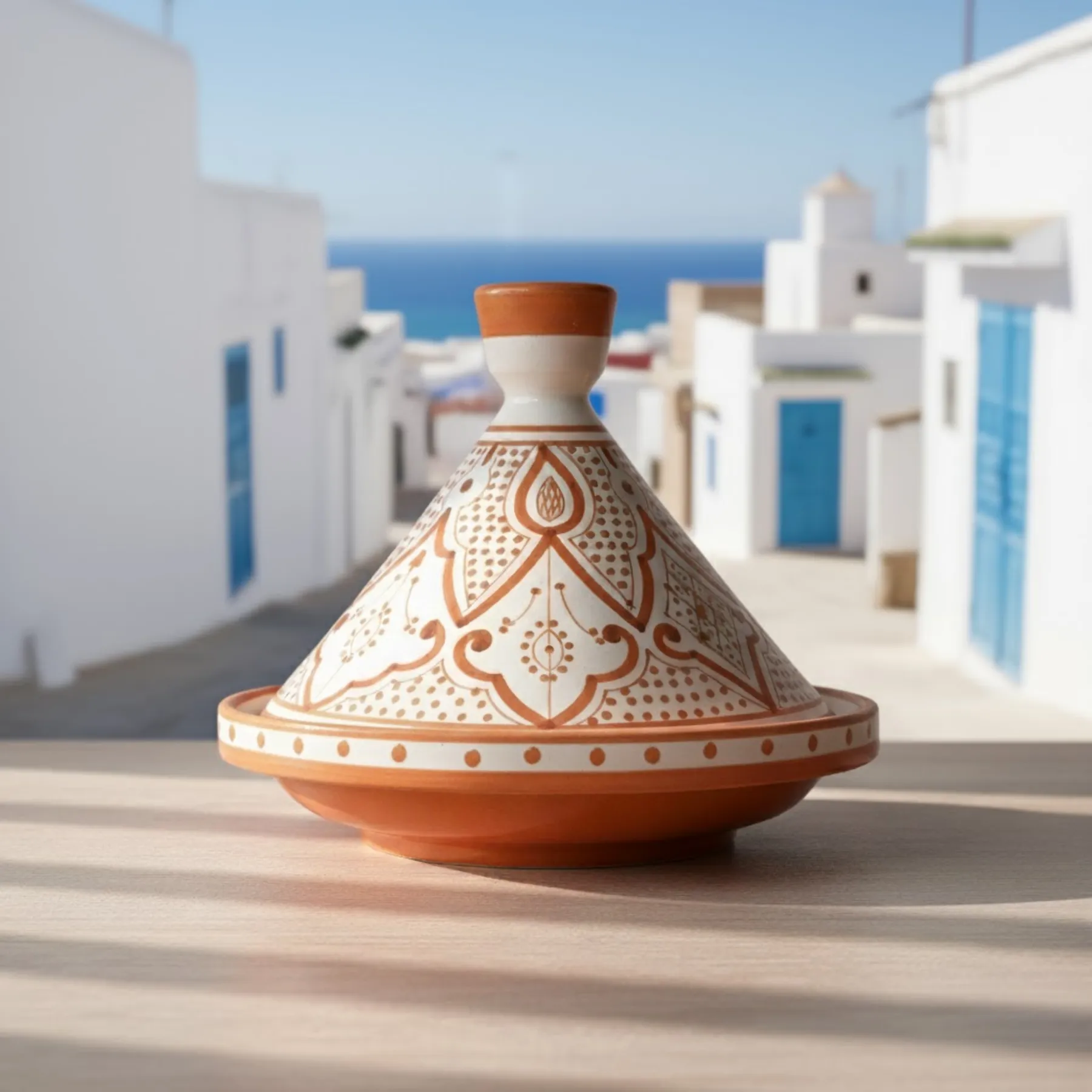 Handmade Moroccan Ceramic Tagine Set – 23 cm Orange Decorative Tagine – Moroccan Dining Table Decor & Gift — view 5