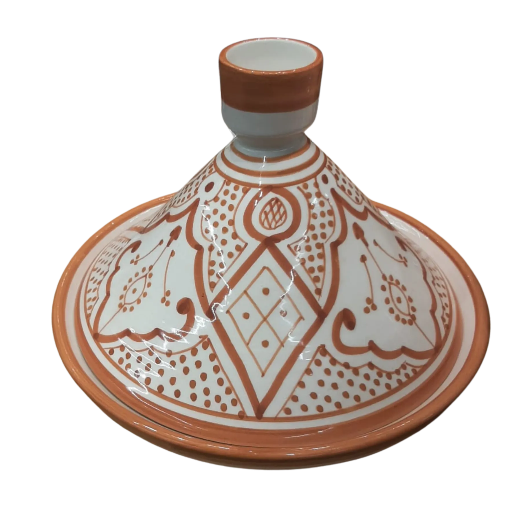 Handmade Moroccan Ceramic Tagine Set – 23 cm Orange Decorative Tagine – Moroccan Dining Table Decor & Gift — view 6