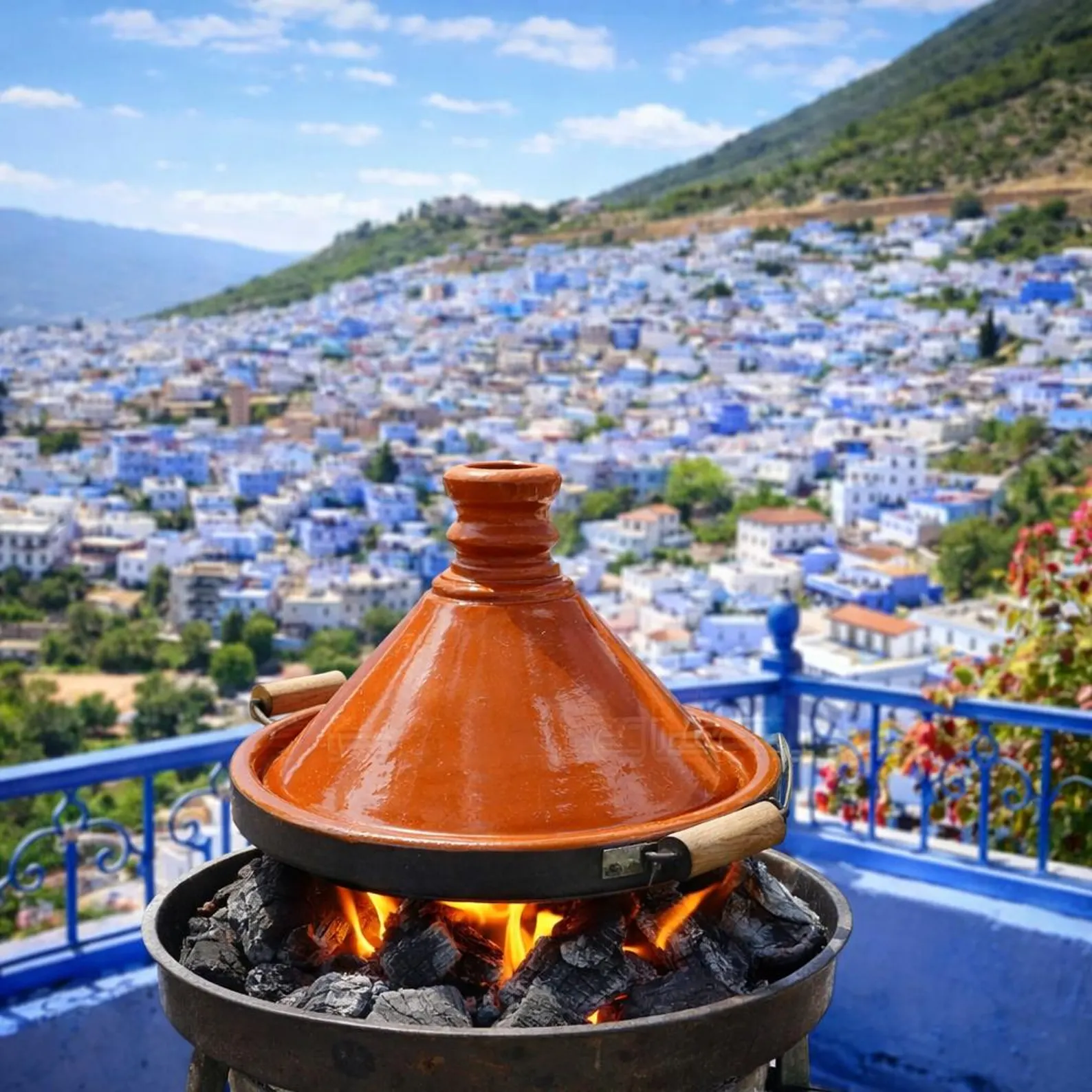 Safi Terracotta Tagine with Zellige Finish