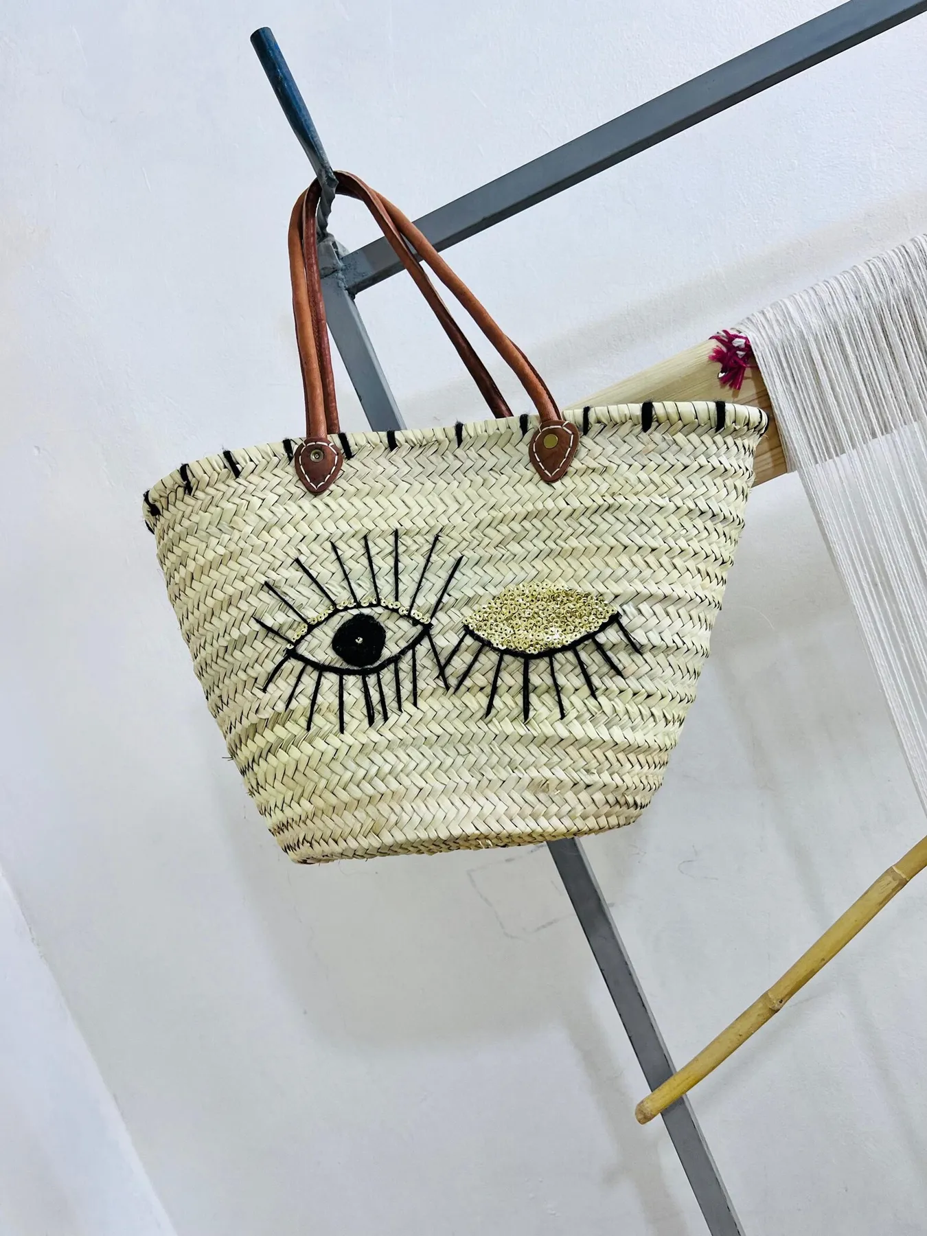 Raffia Palm Leaf Basket from Marrakech Artisans — view 3