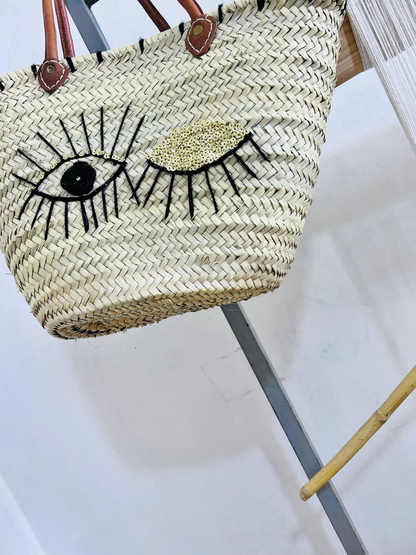 Raffia Palm Leaf Basket from Marrakech Artisans — view 8