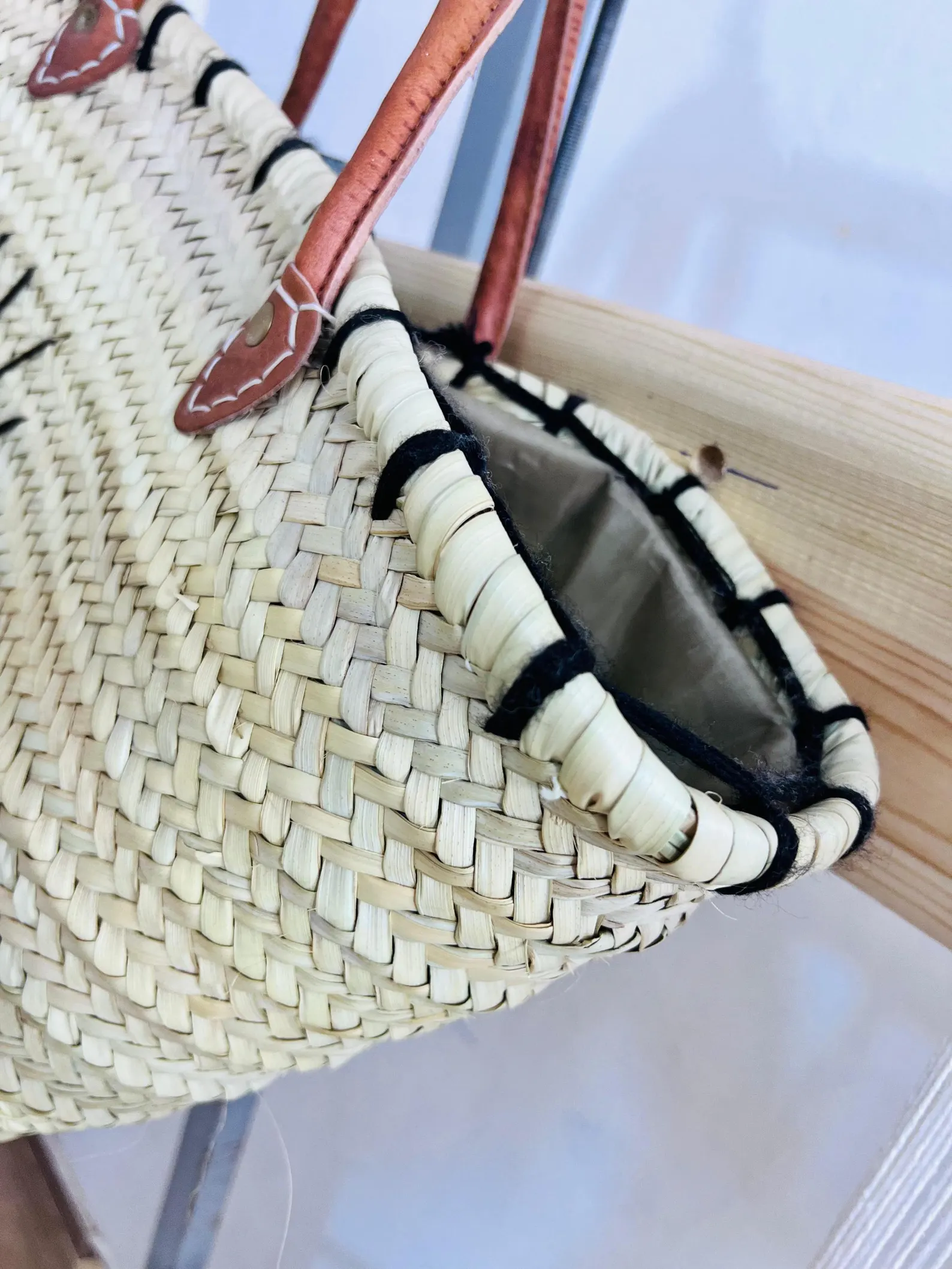 Raffia Palm Leaf Basket from Marrakech Artisans — view 6