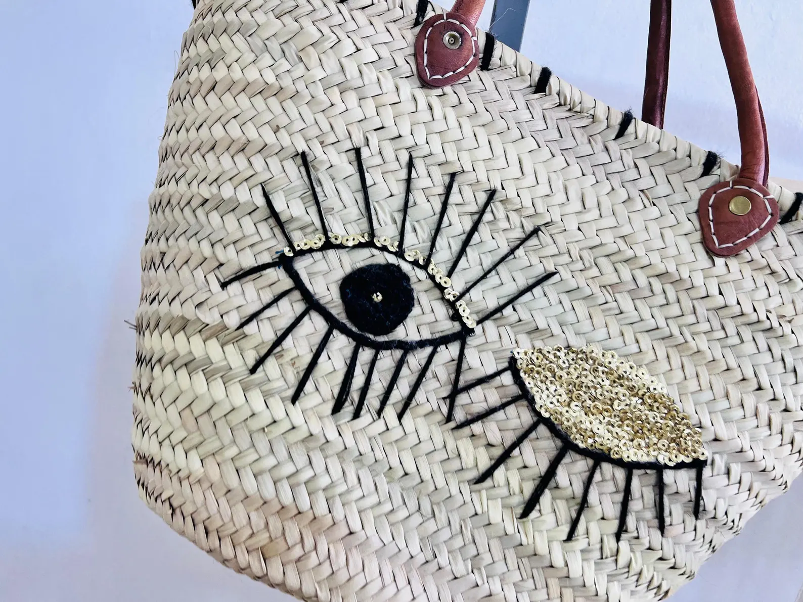 Raffia Palm Leaf Basket from Marrakech Artisans — view 12